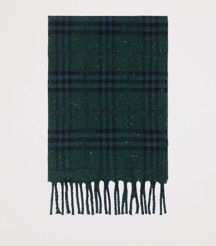 Cashmere-Blend Speckled Check Scarf DARK GREEN Image 3