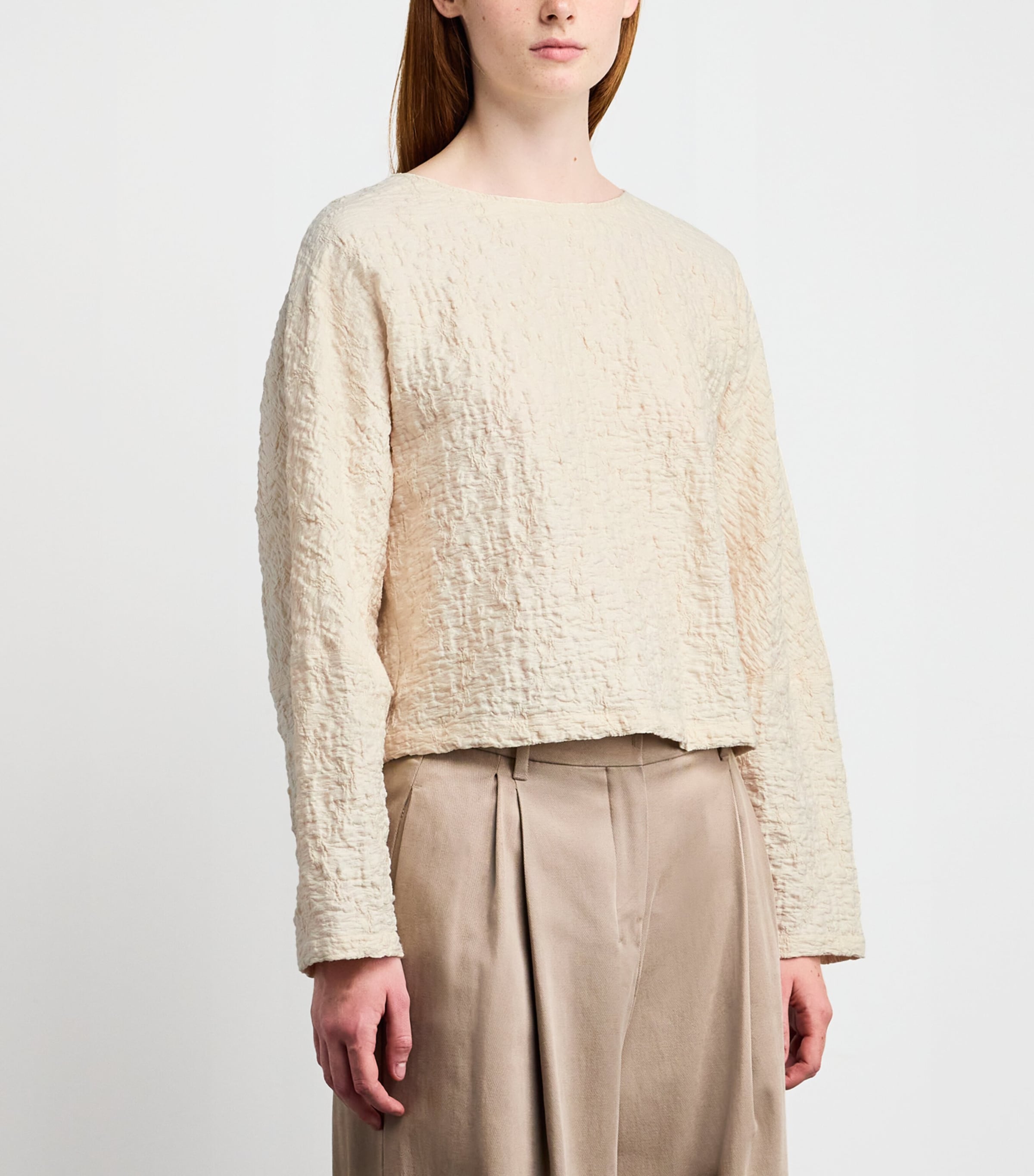 Jersey Textured Blouse IVORY Image 3