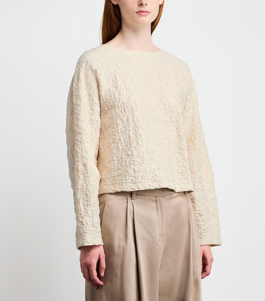 Jersey Textured Blouse IVORY Image 3