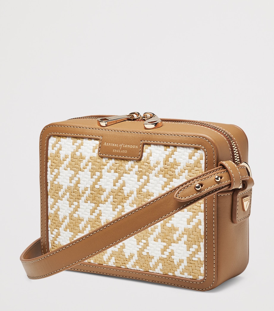 Houndstooth Raffia Leather Camera Bag NEUTRAL Image 2