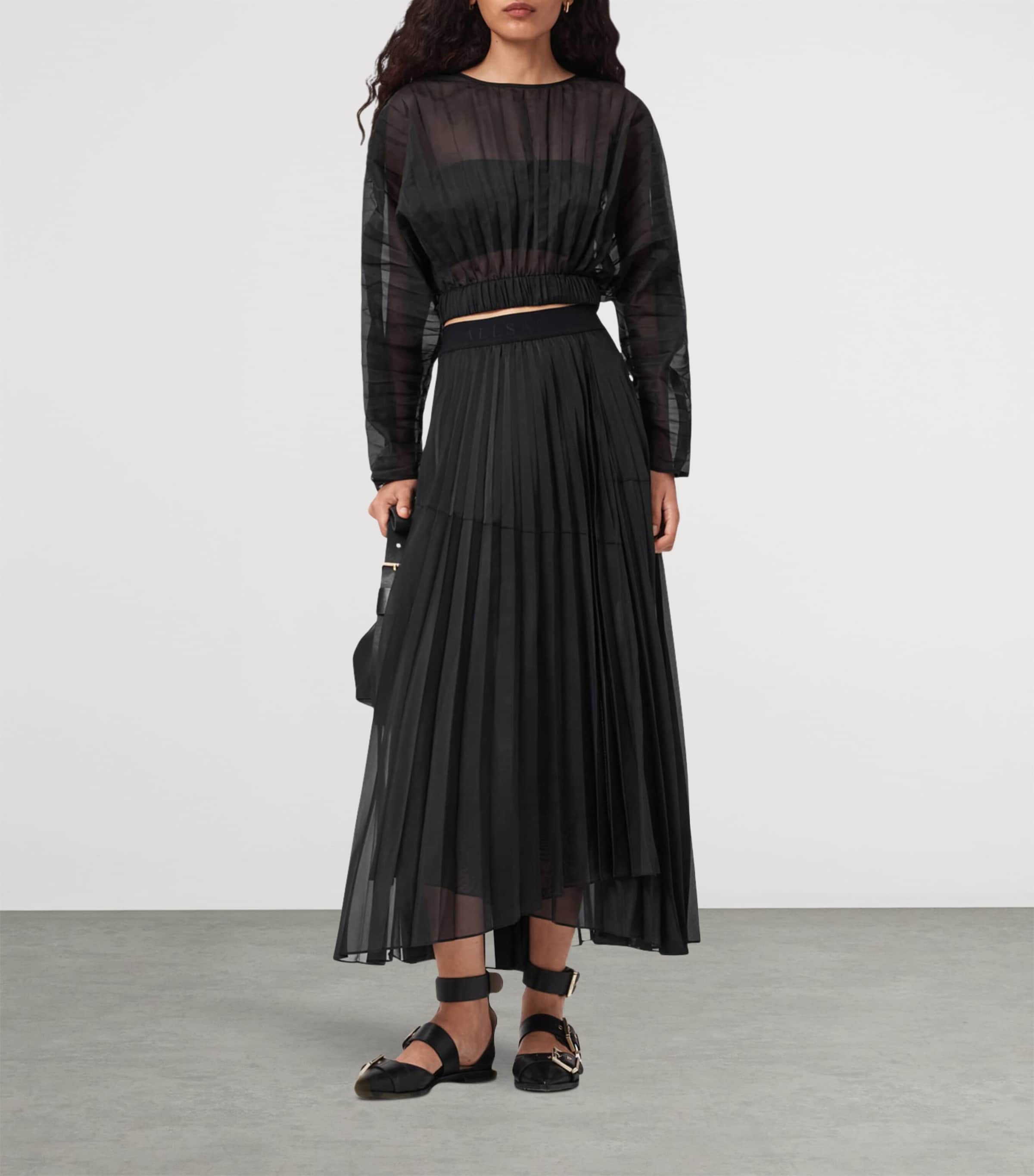 Pleated Micaela Maxi Skirt BLACK Image 2