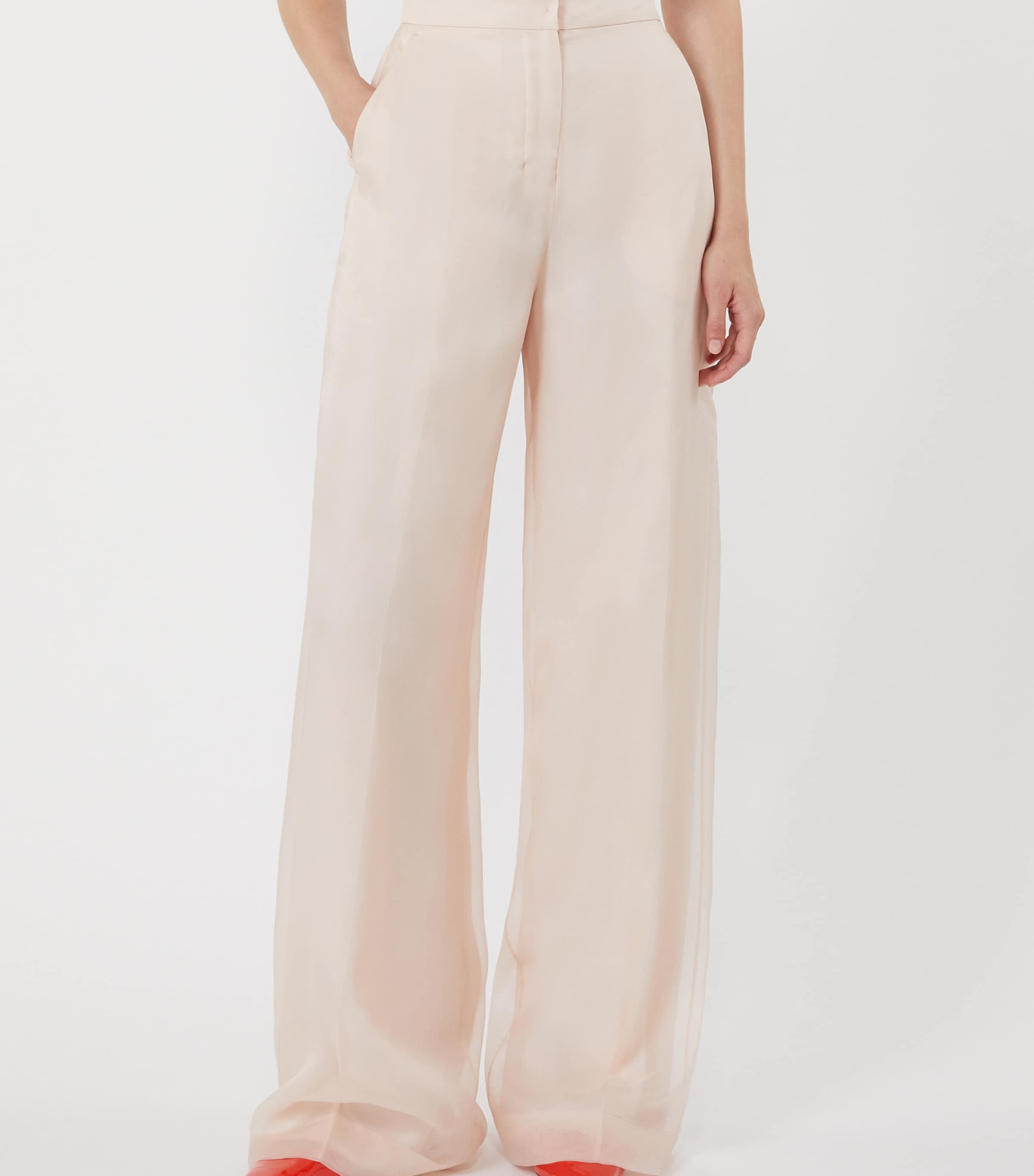 Max Mara Womens Silk Wide-Leg Trousers Powder Image 3