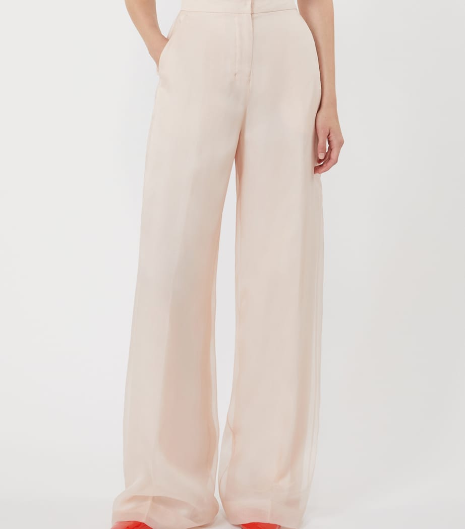 Max Mara Womens Silk Wide-Leg Trousers Powder Image 3