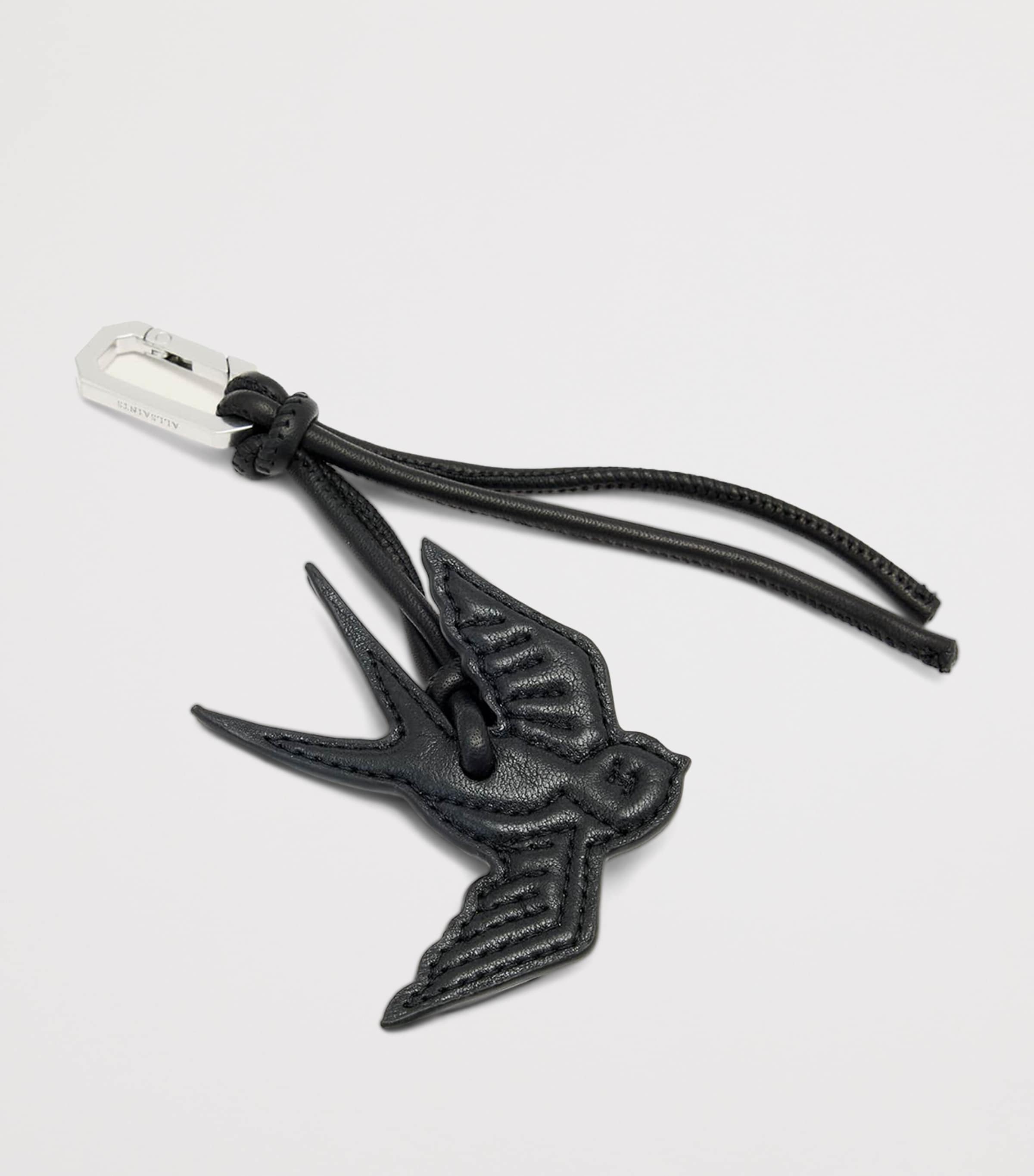 AllSaints Leather Swallow Keyring Black Image 2
