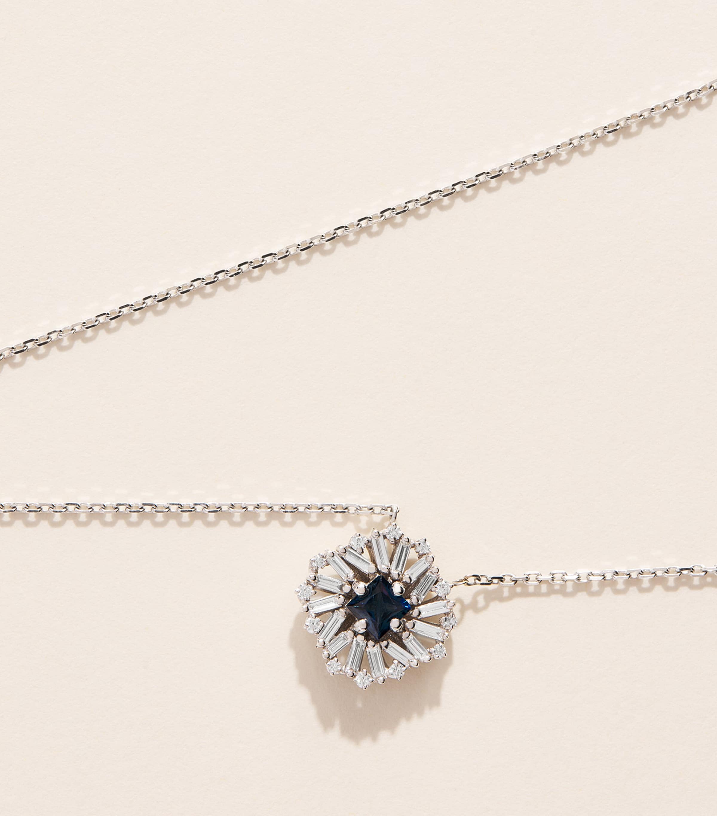 Suzanne Kalan White Gold Diamond and Sapphire Princess Flower Necklace Wg/db Image 5