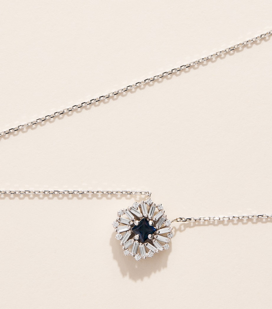 Suzanne Kalan White Gold Diamond and Sapphire Princess Flower Necklace Wg/db Image 5