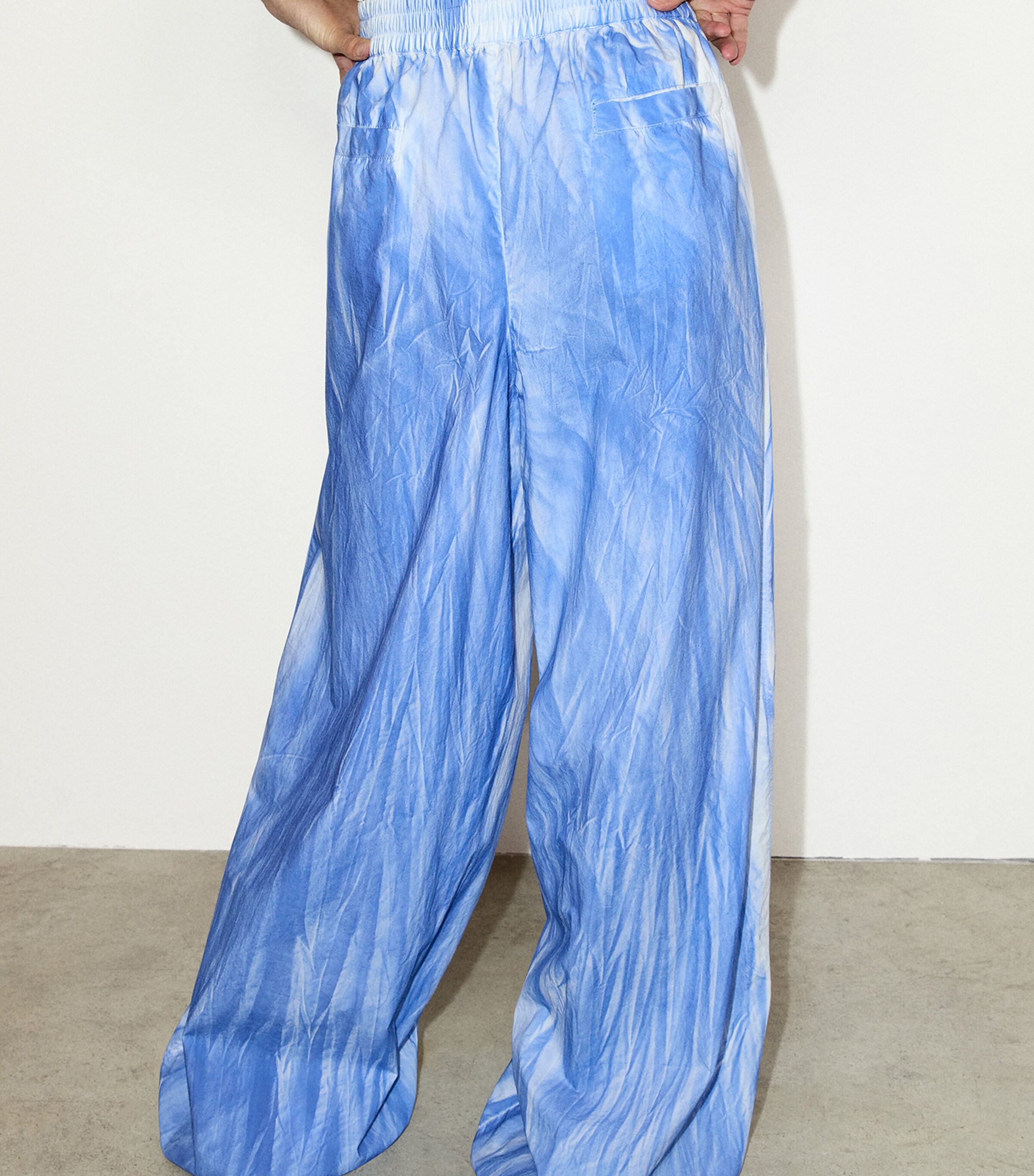 MAX&Co. Womens Cotton Tie-Dye Straight Trousers Light Blue Image 3