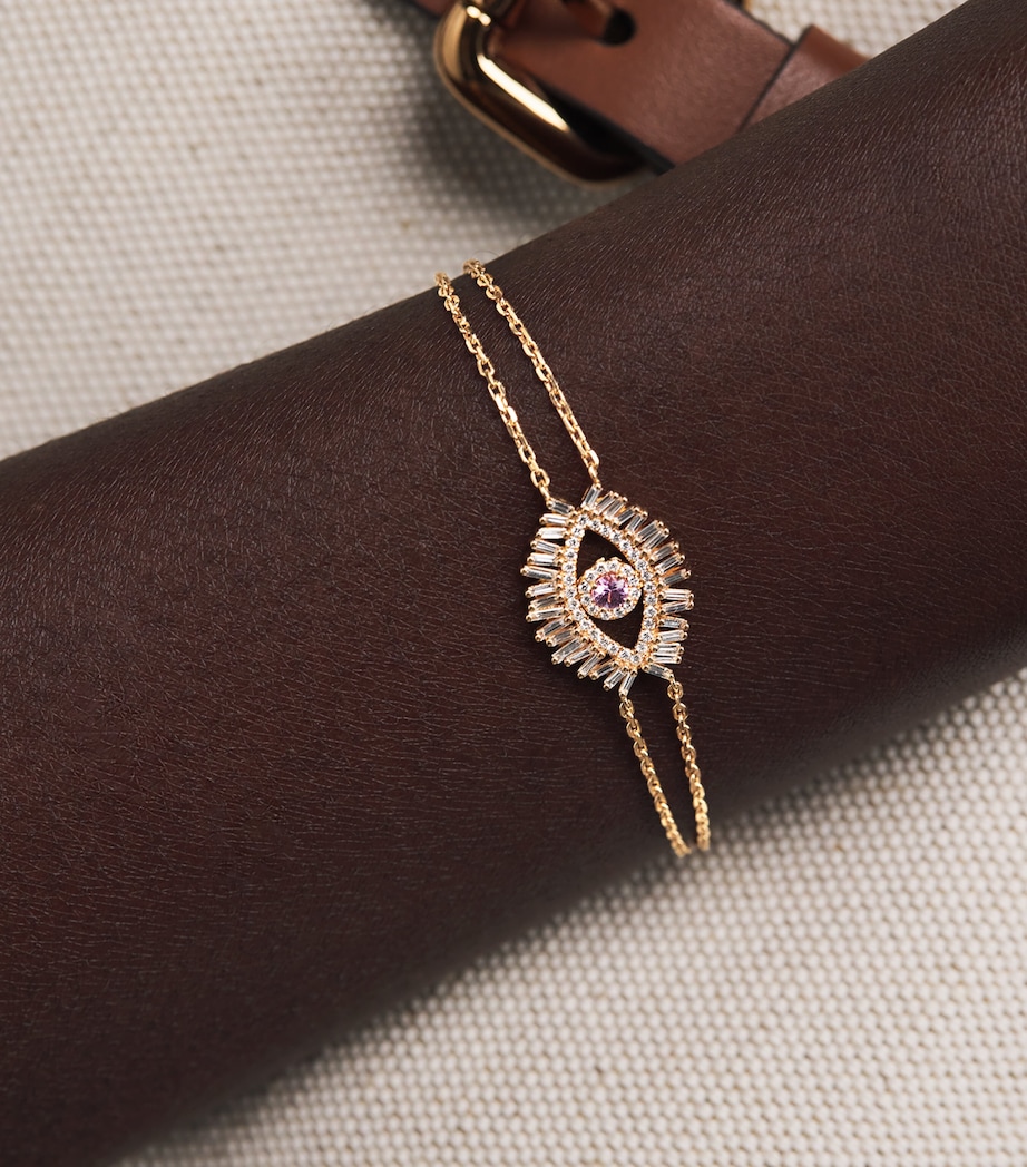 Suzanne Kalan Rose Gold, Diamond and Pink Sapphire Evil Eye Chain Bracelet Rg/p Image 2