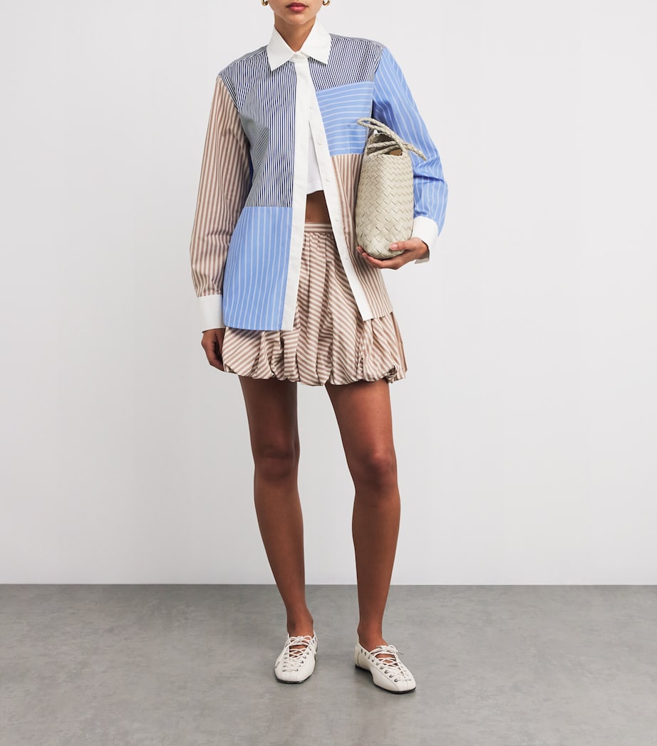 Poplin Stripe Patchwork Shirt SAND / CAMEL Image 2