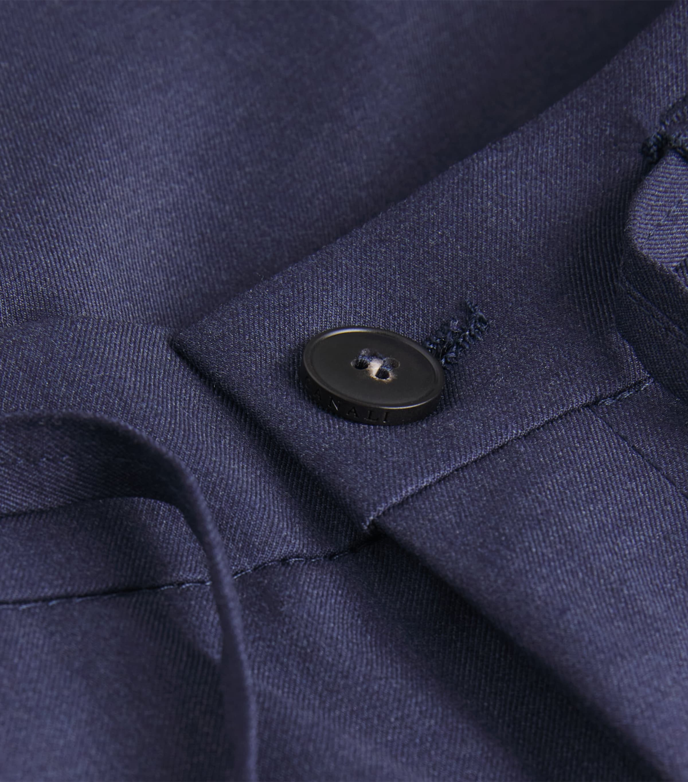 Canali Mens Stretch-Wool Drawstring Straight Trousers Navy Image 6
