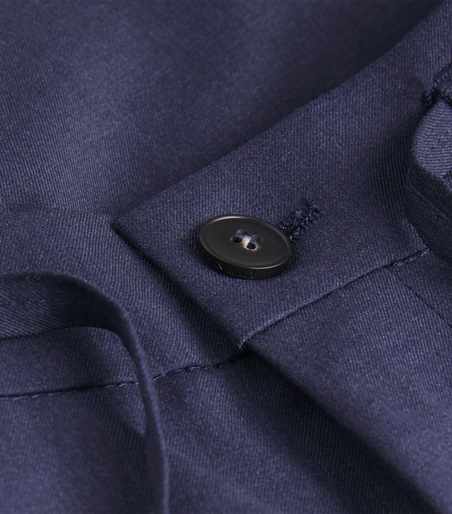 Canali Mens Stretch-Wool Drawstring Straight Trousers Navy Image 6