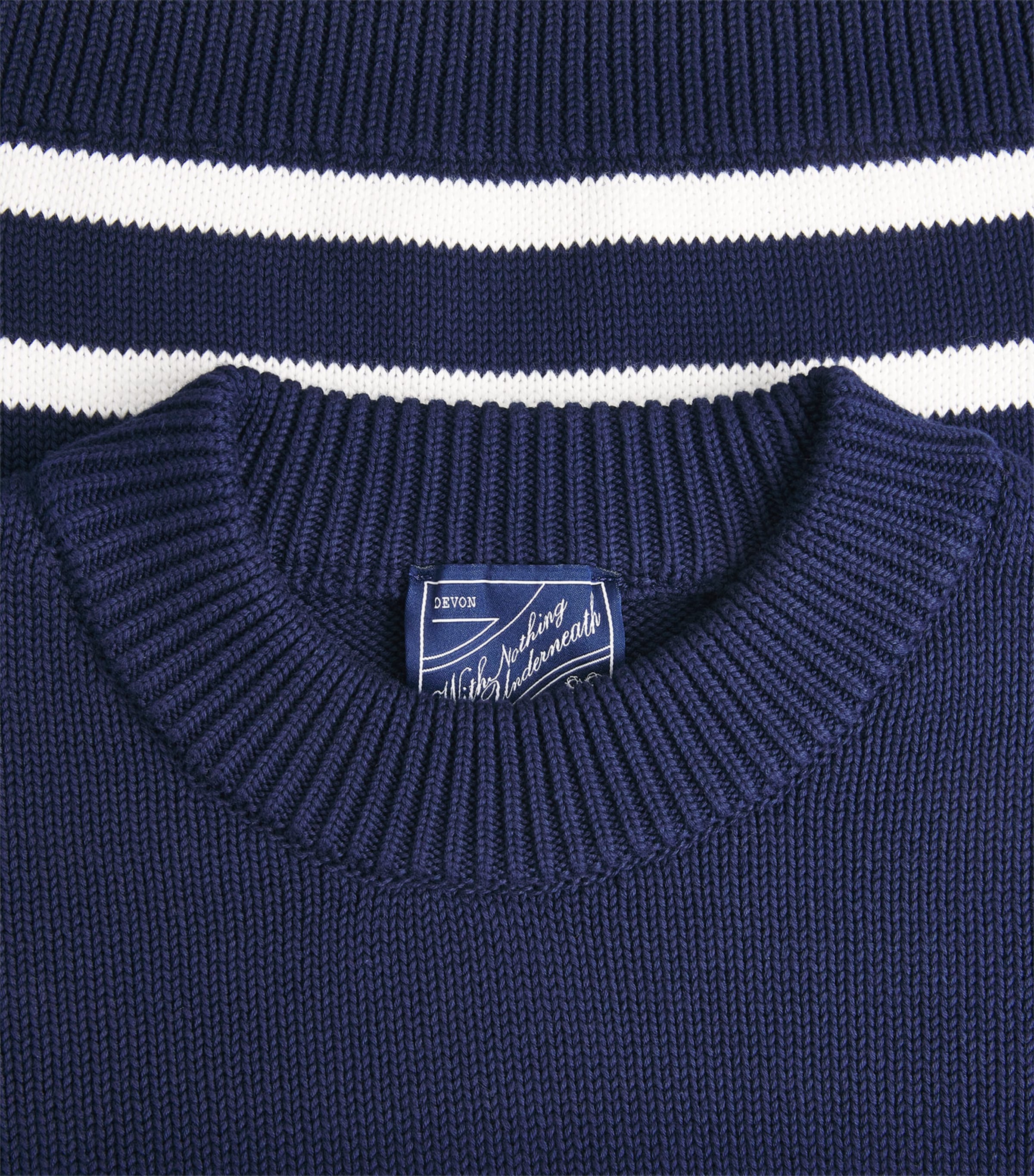 With Nothing Underneath Womens Cotton Devon Sweater Navy White Stripe Image 6