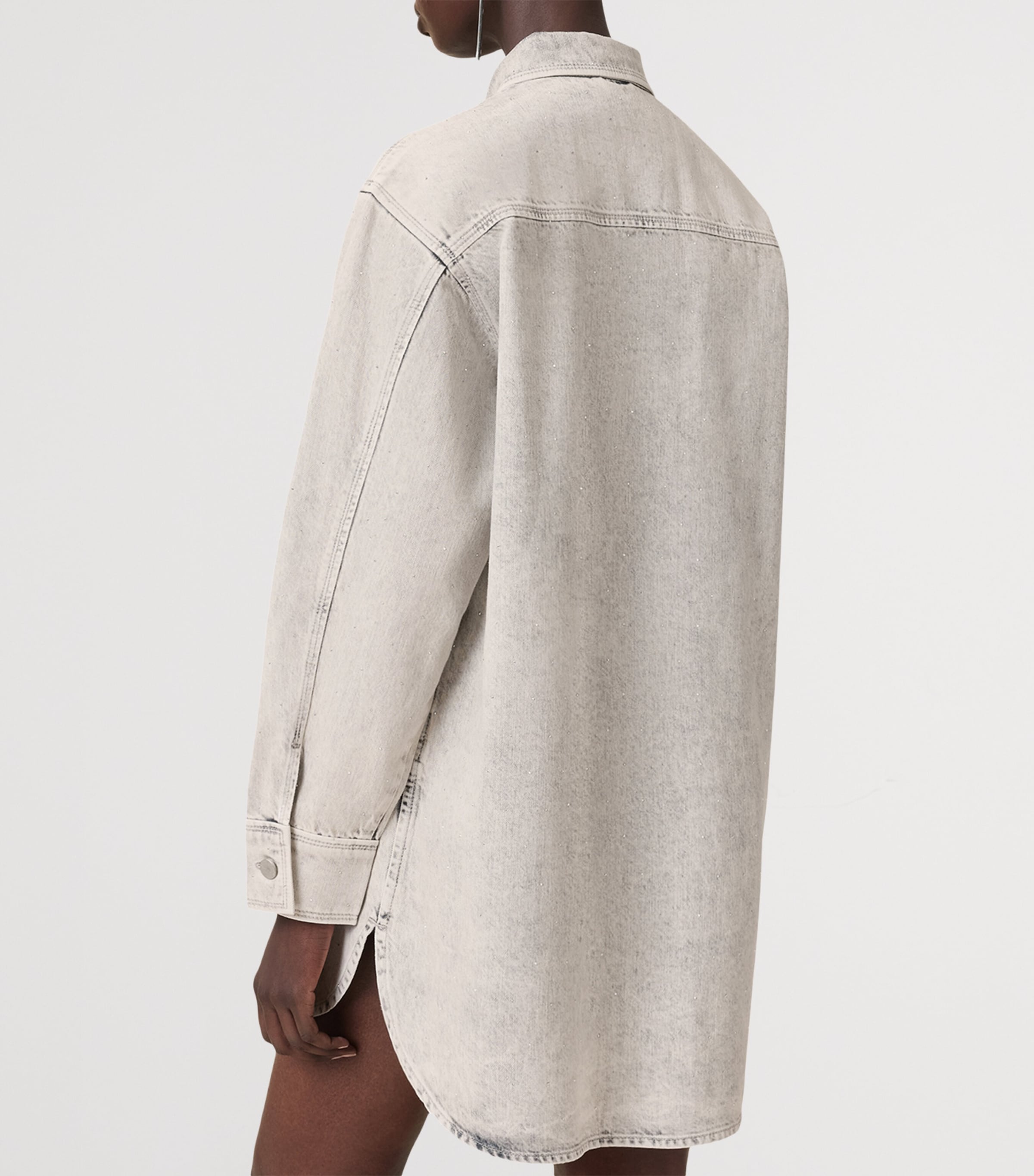 Organic Denim Faye Mini Shirt Dress SNOW GREY Image 6