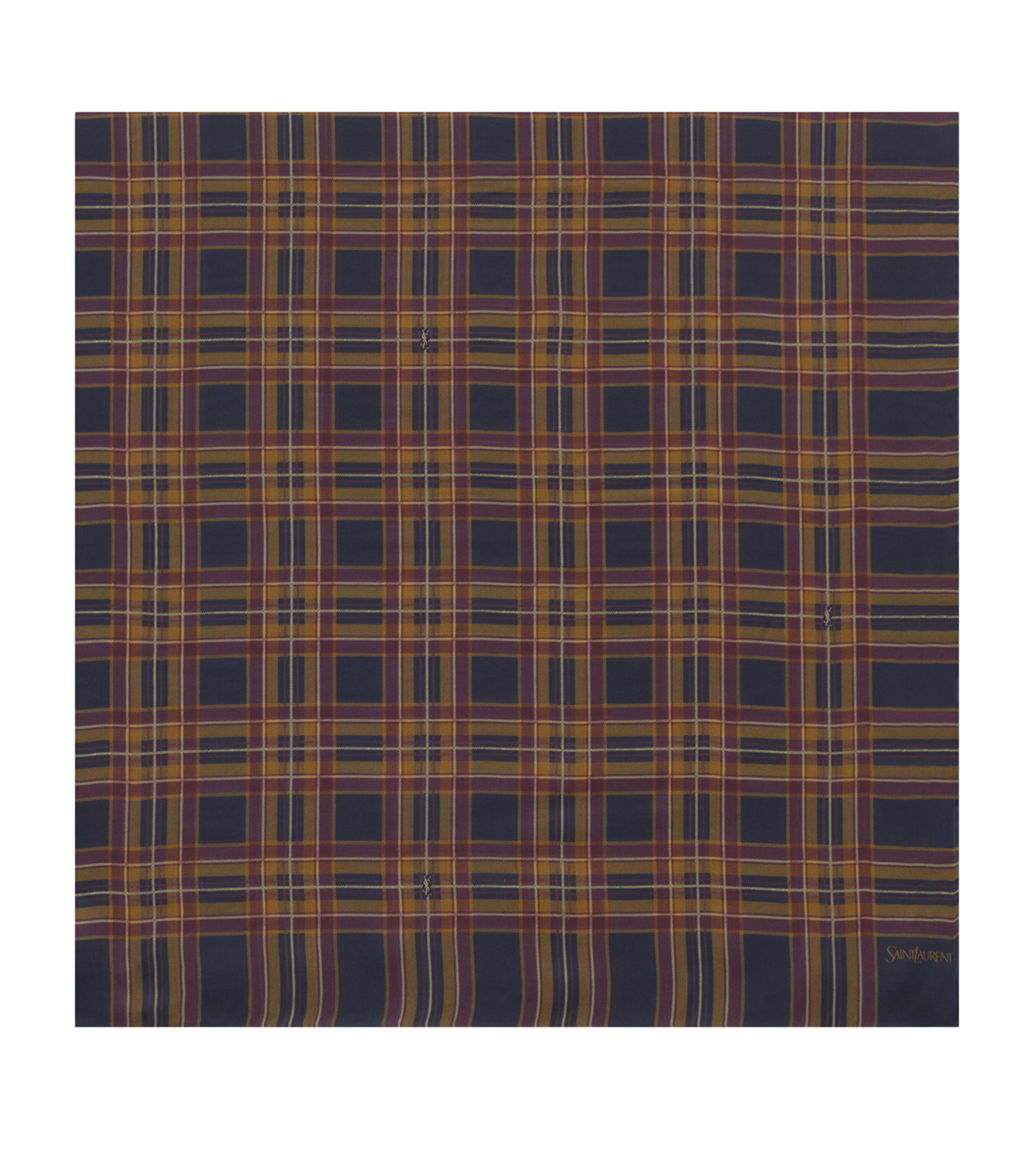 Saint Laurent Silk Check Grand Carre Scarf In Brown