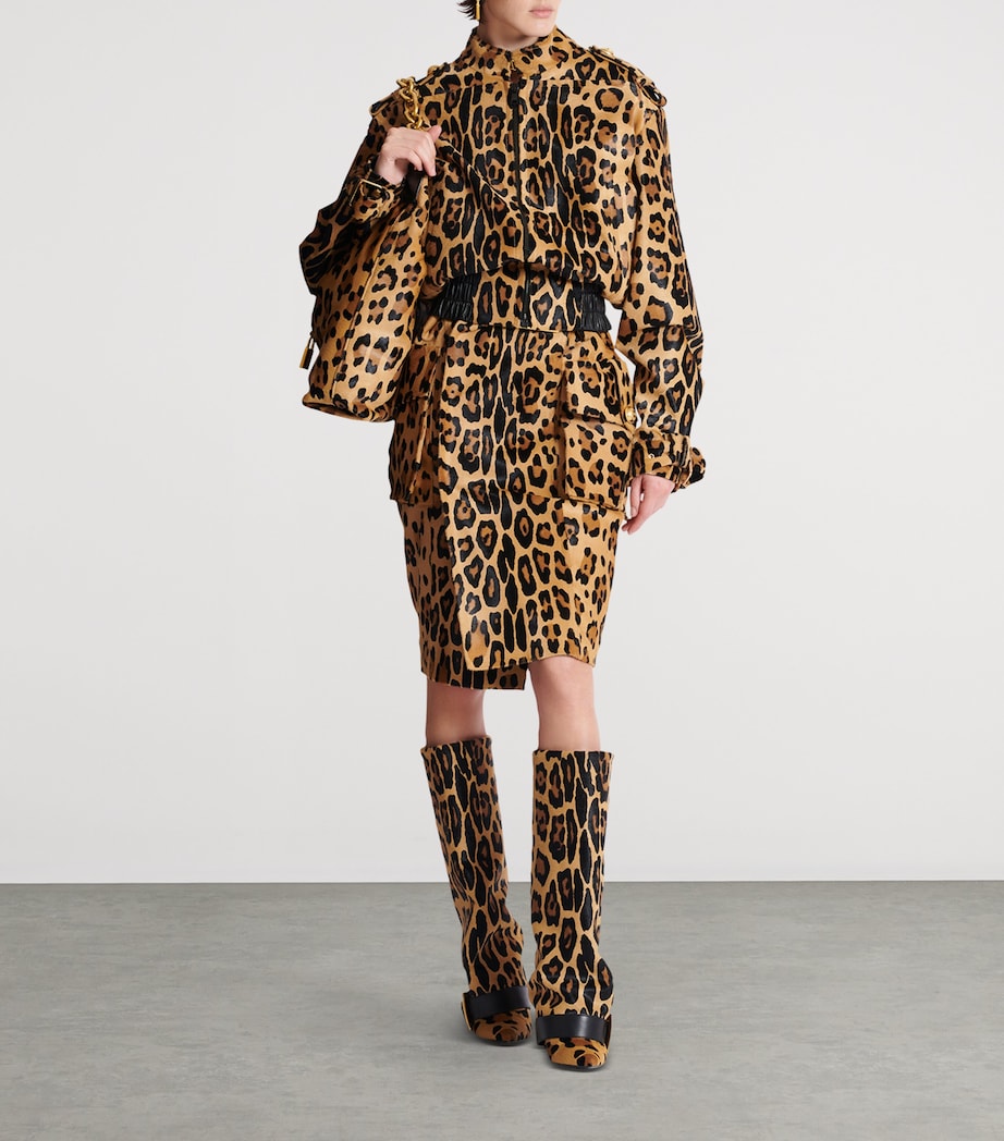 Suede Leopard Print Bomber Jacket WDH MULTI/NOIR Image 7