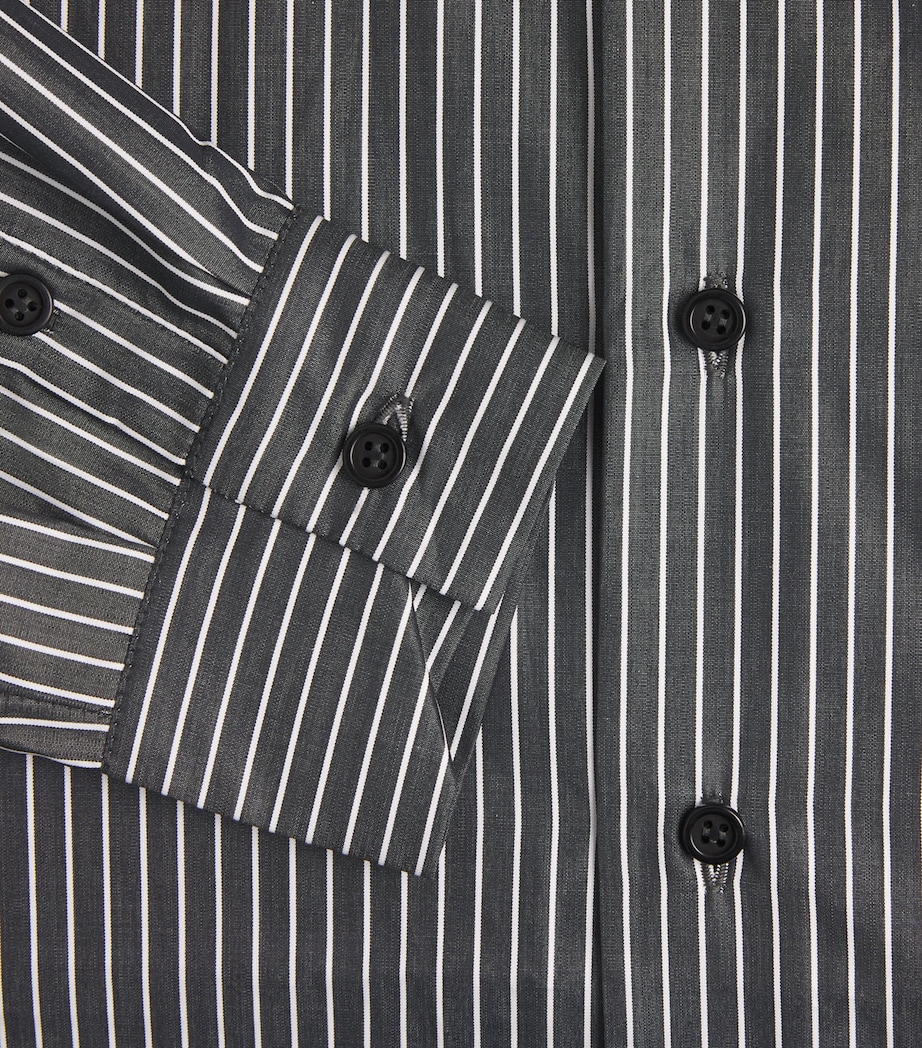 Eskandar Womens Wide Stripe A-Line Shirt Charcoal Image 6