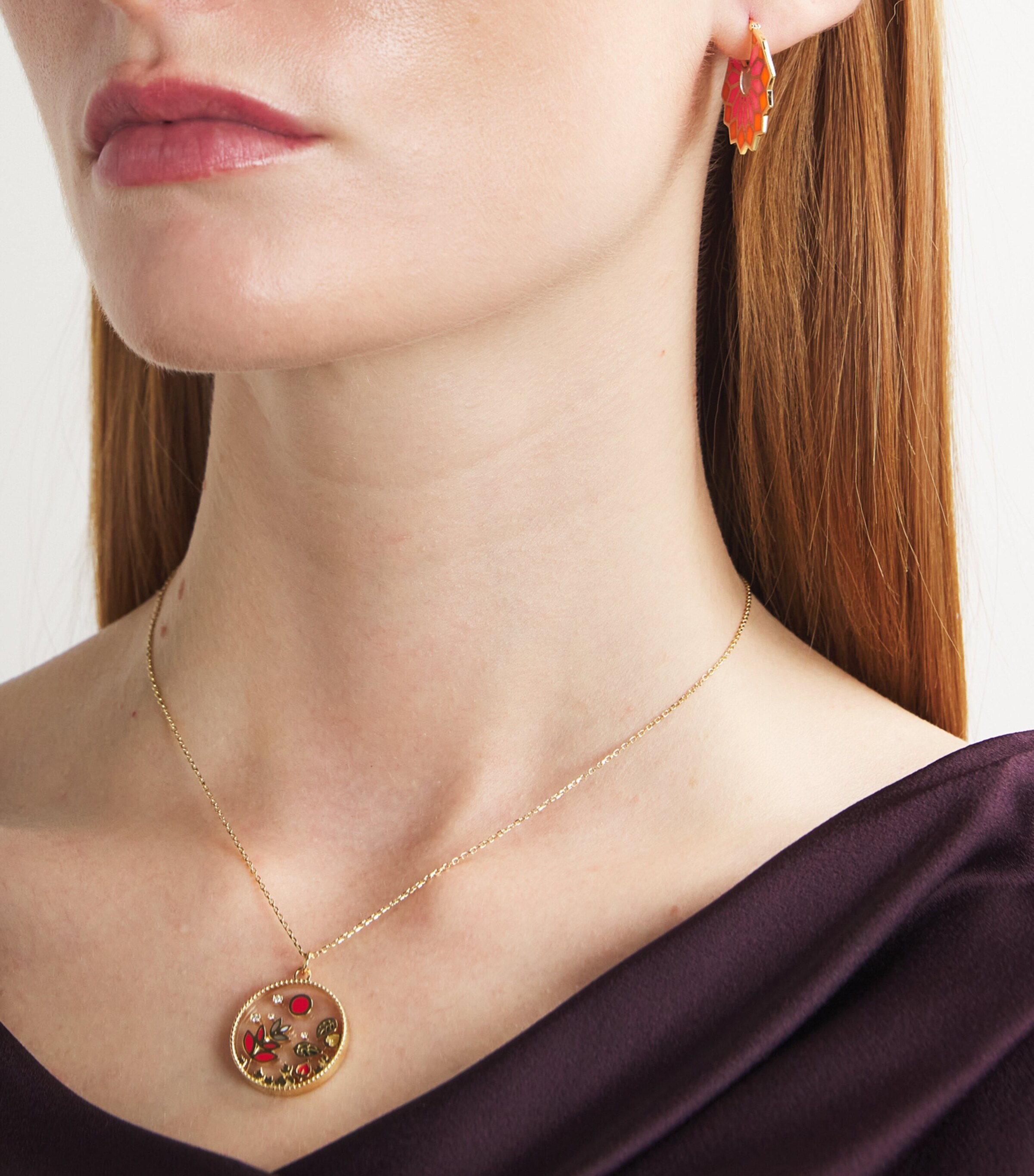 L'ATELIER NAWBAR Yellow Gold and Enamel Lady Sursock Earrings Yellow Gold Image 5
