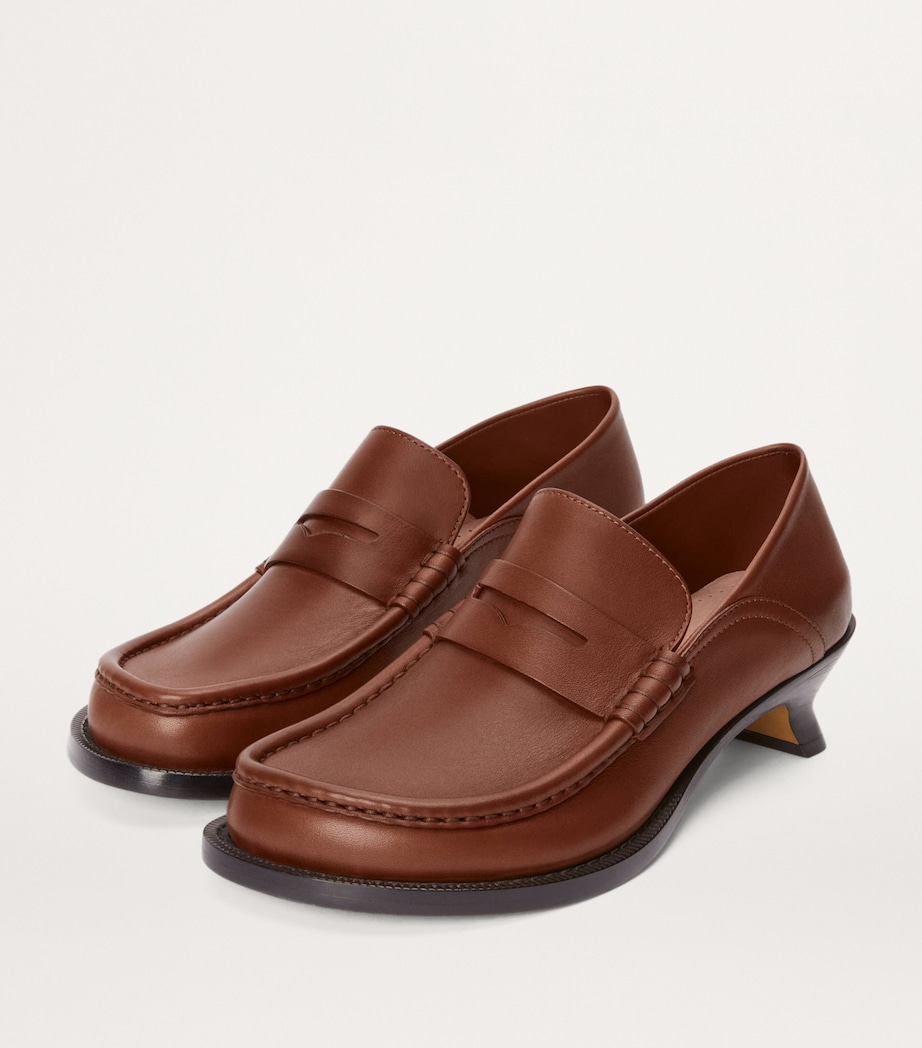Leather Campo Heeled Loafers 40 RUST Image 3