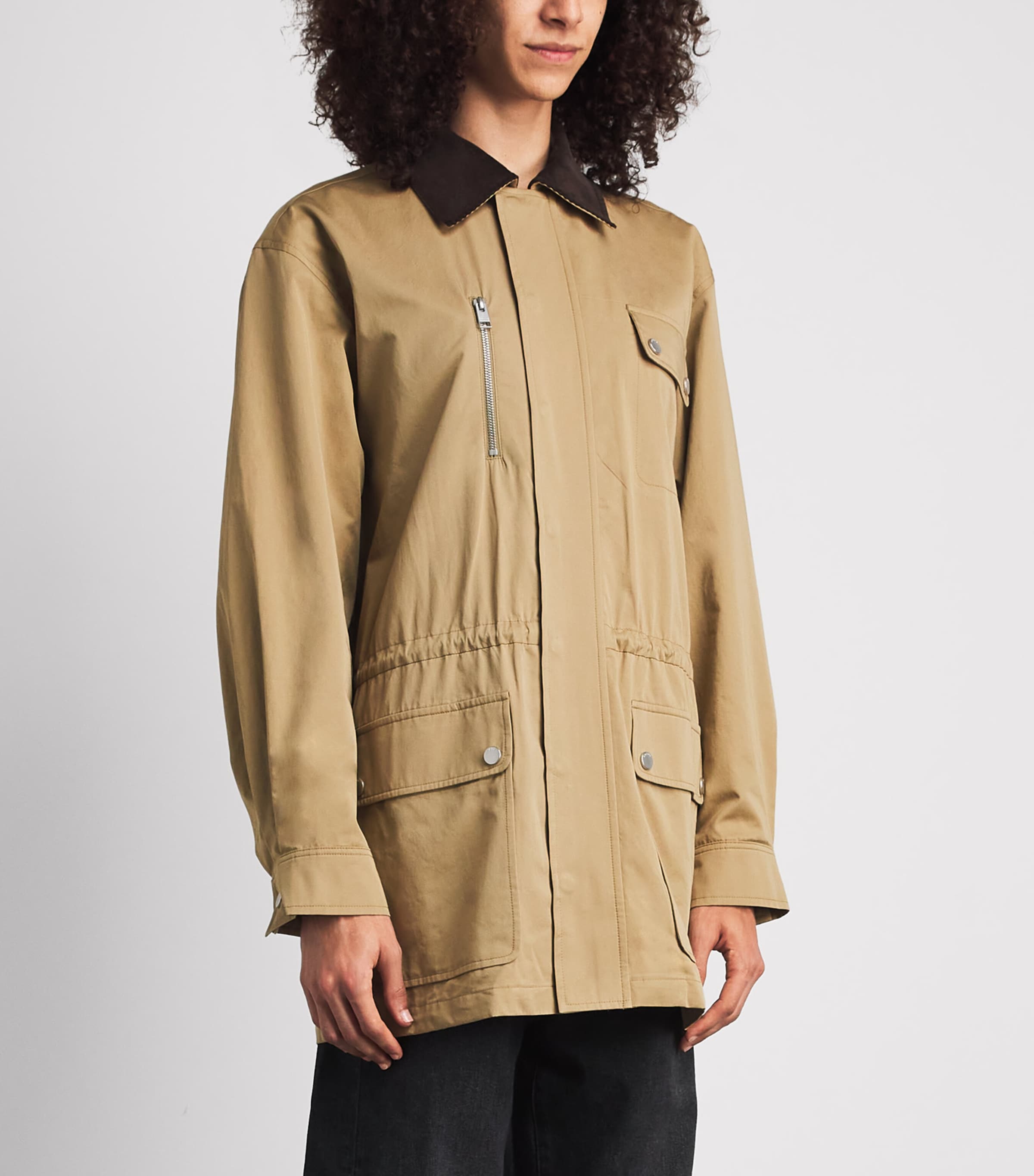 FRAME Womens Cotton Twill The Safari Jacket Khaki Image 4