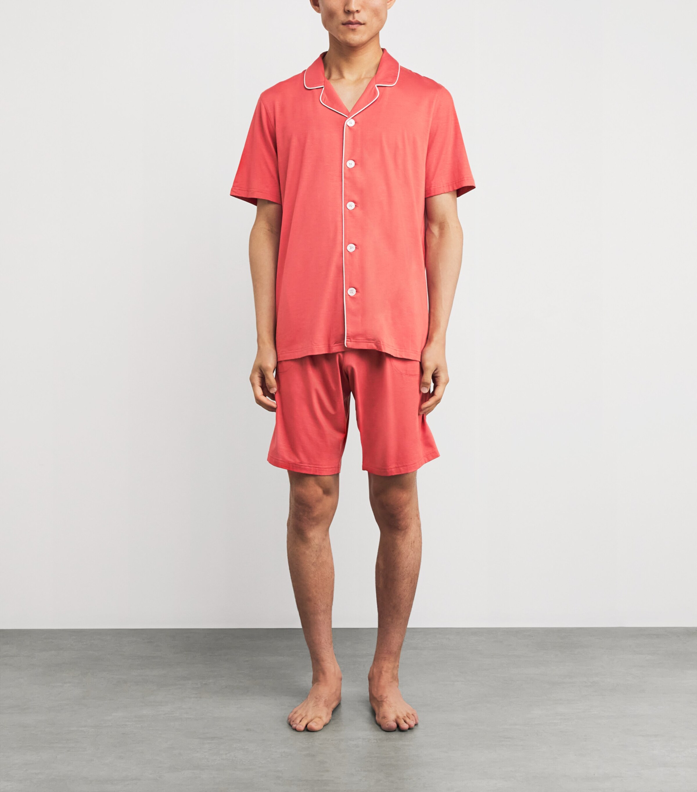 Derek Rose Mens Micromodal Lounge Set Red Image 2