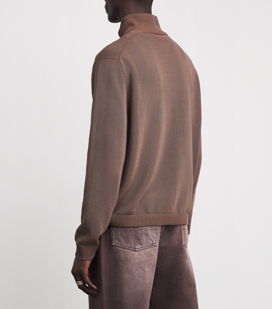 Our Legacy Mens Cotton-Blend Float Funnel Zip-Up Sweatshirt Cangiante Copper Image 4