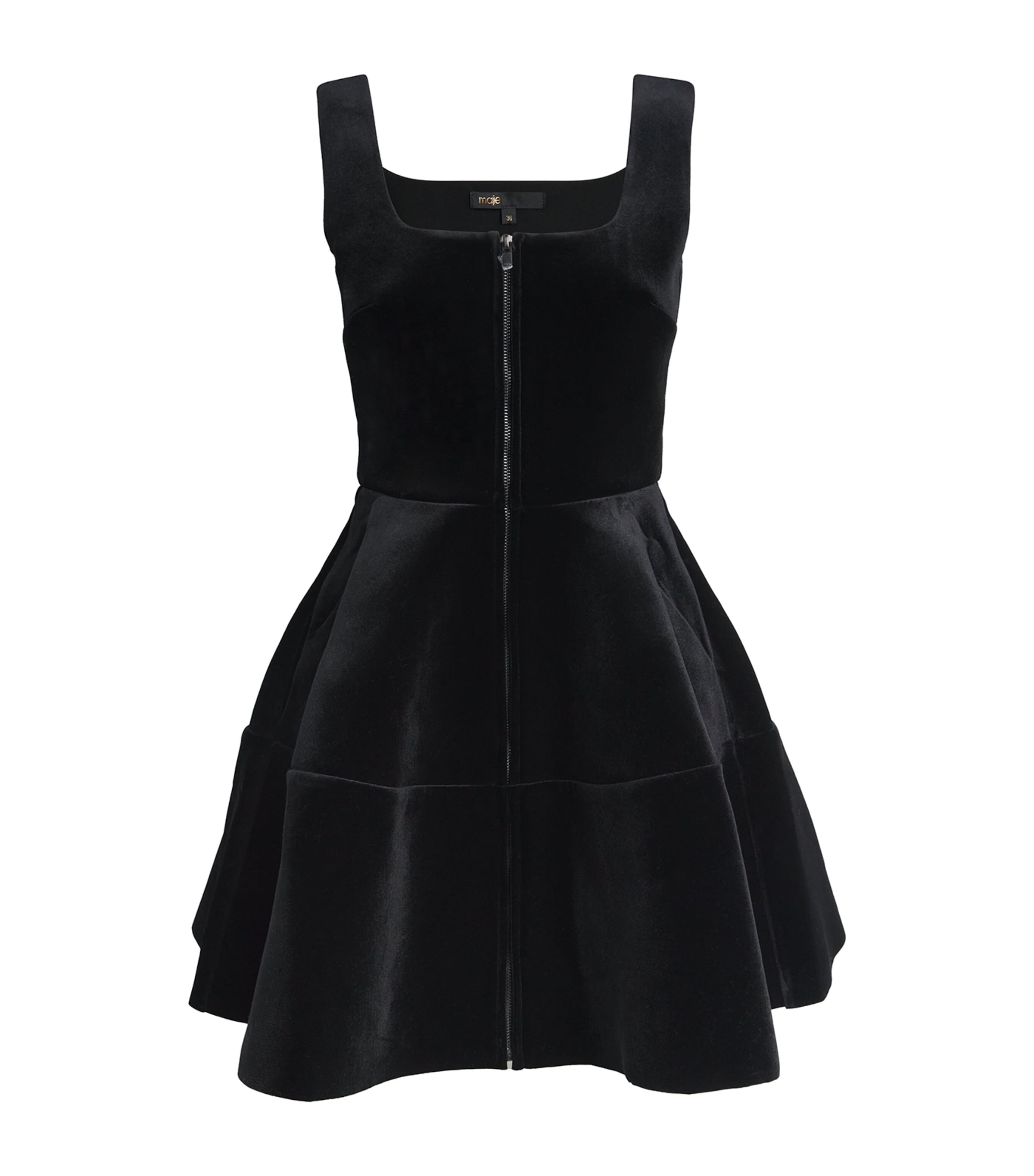 Maje Velvet Mini Dress In Black