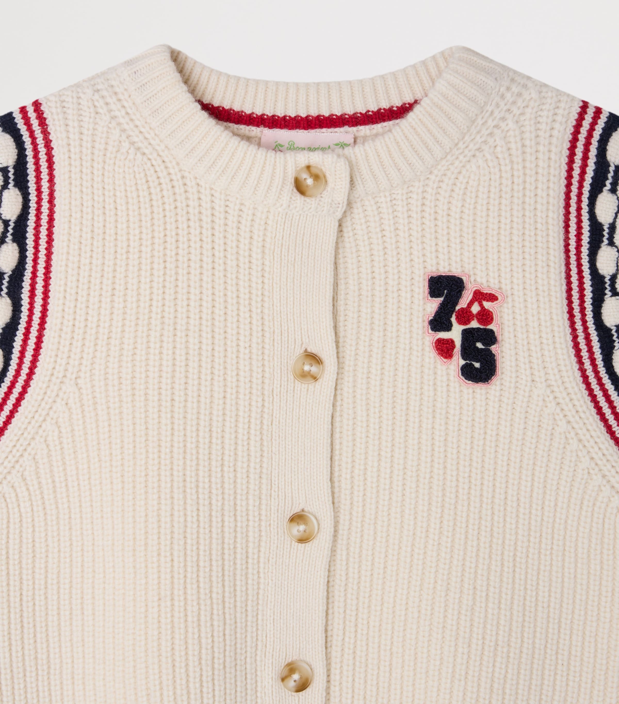 Bonpoint Wool-Blend Cardigan (4-8 Years) Ecru Image 3