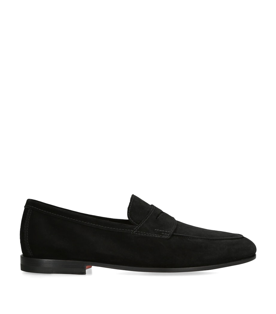 Santoni Suede Carlos Penny Loafers Black Image 1