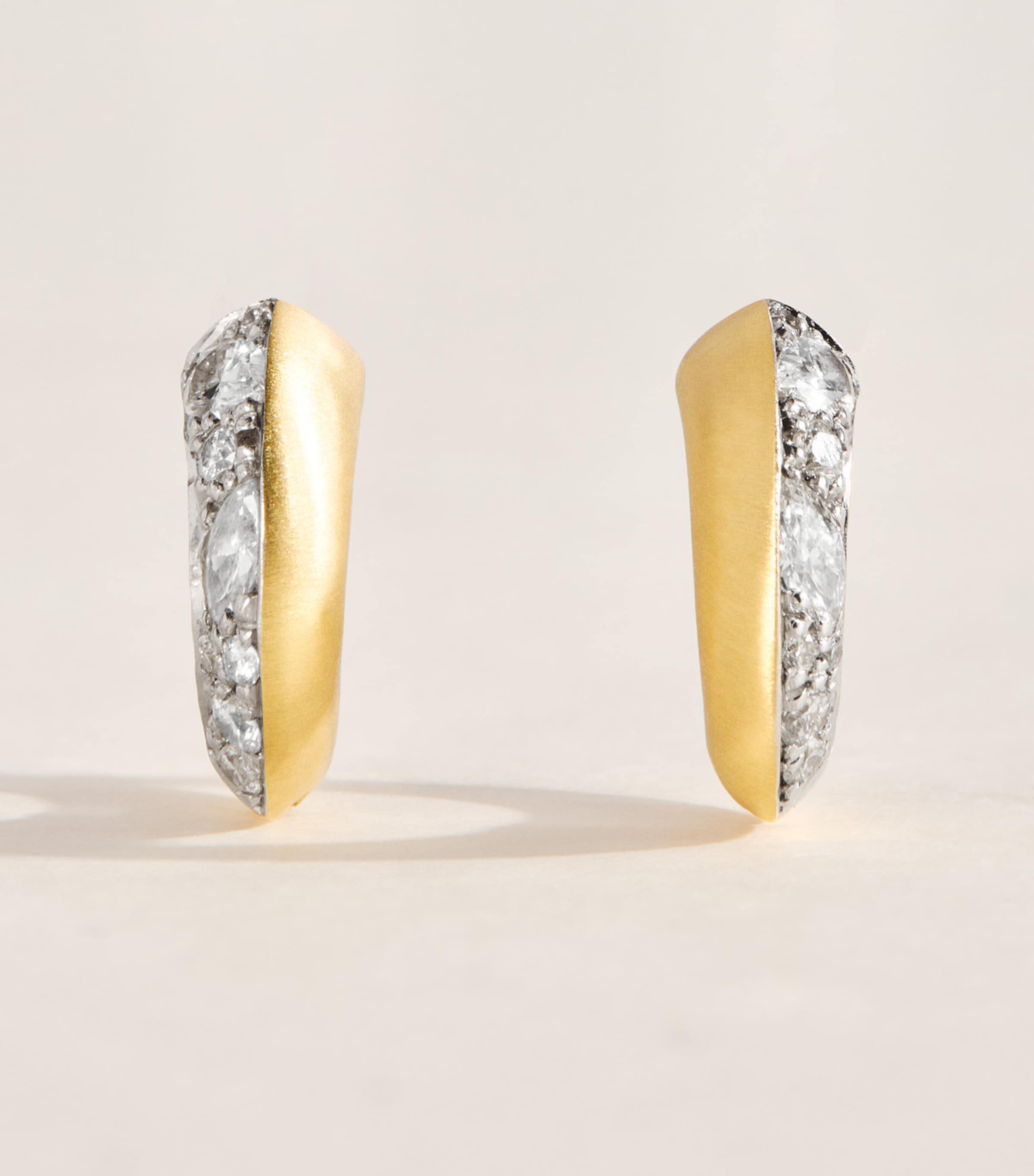 Jade Trau Mini Yellow Gold and Diamond Frankie Huggie Hoops Yellow Gold Image 1
