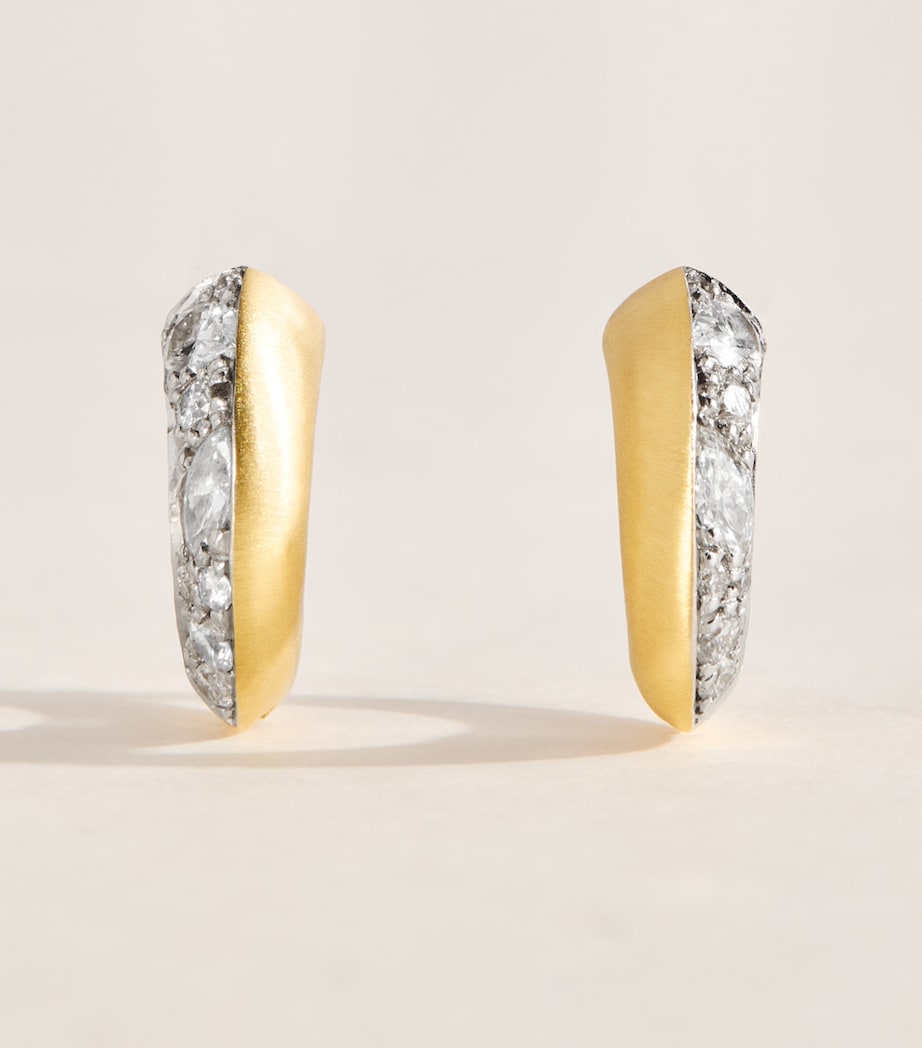 Jade Trau Mini Yellow Gold and Diamond Frankie Huggie Hoops Yellow Gold Image 1