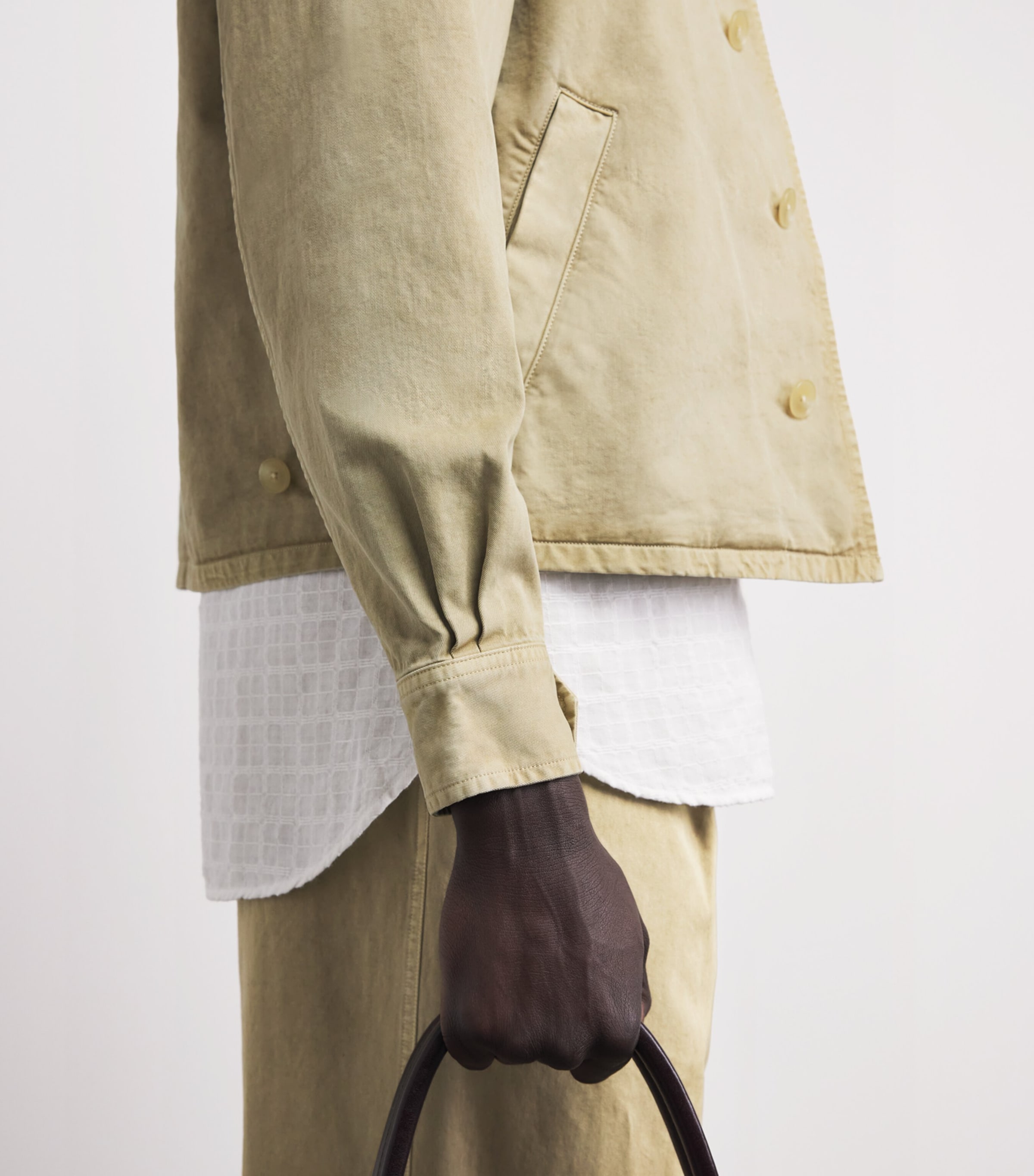 Auralee Mens Cotton Garment-Dyed Jacket Beige Image 3