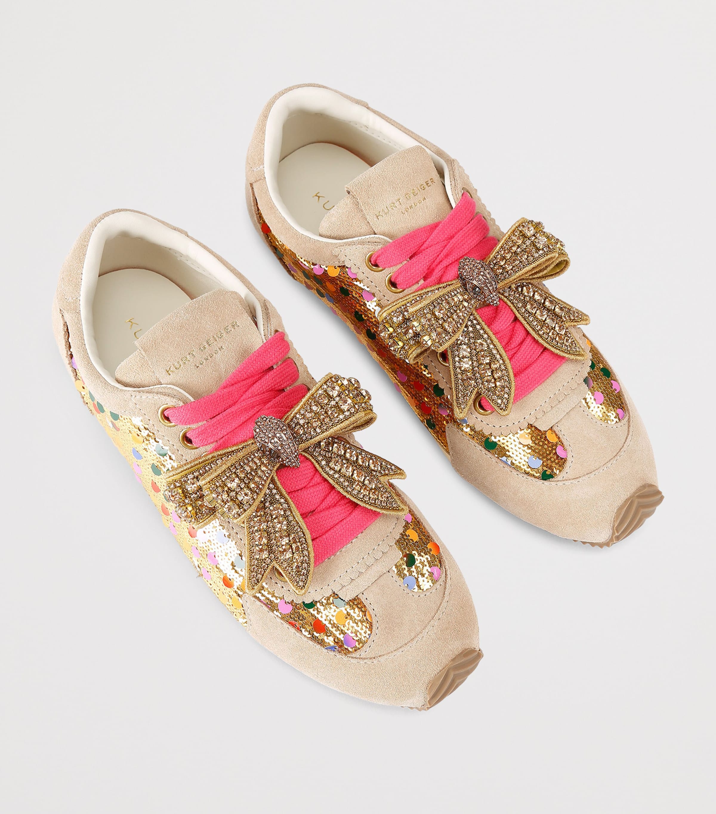 Suede Embellished Bow Islington Sneakers GOLD COMB Image 4