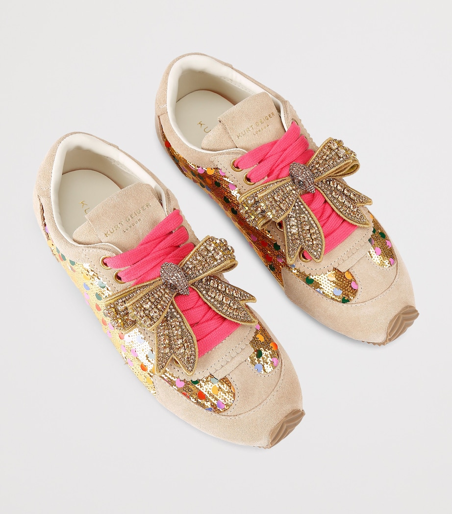 Suede Embellished Bow Islington Sneakers GOLD COMB Image 4