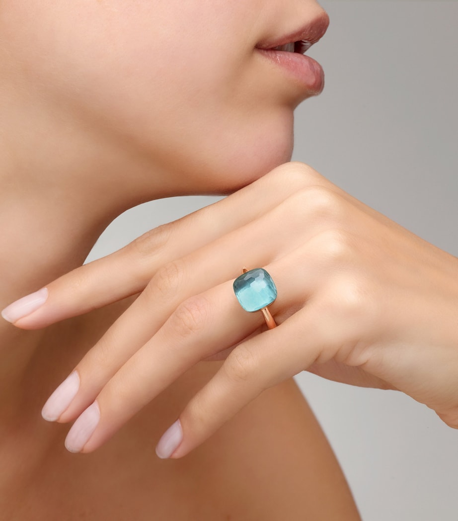 Rose Gold and Sky Blue Topaz Nudo Ring 000OY Image 4