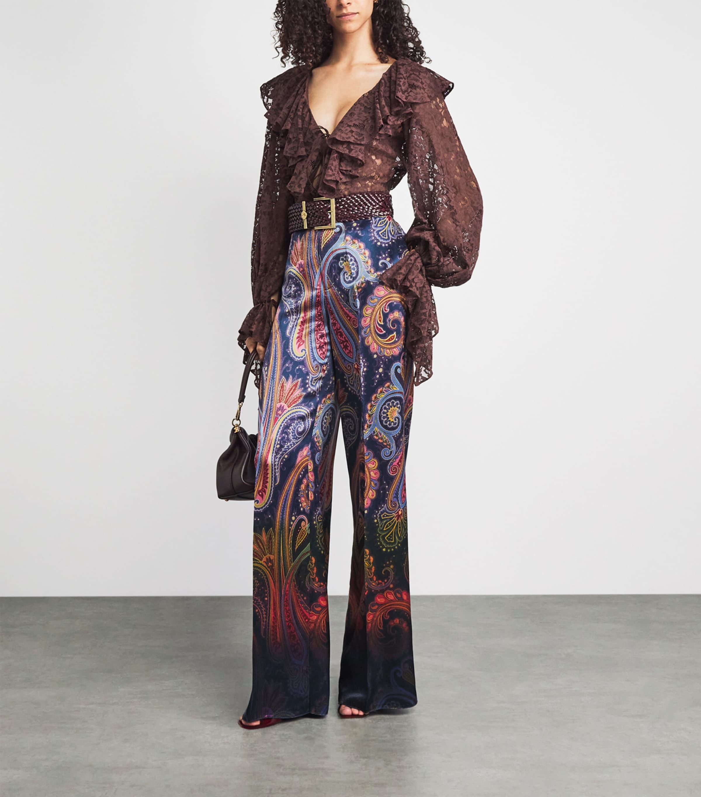 Etro Womens Satin Printed Chinos Print/blue Bs Image 2