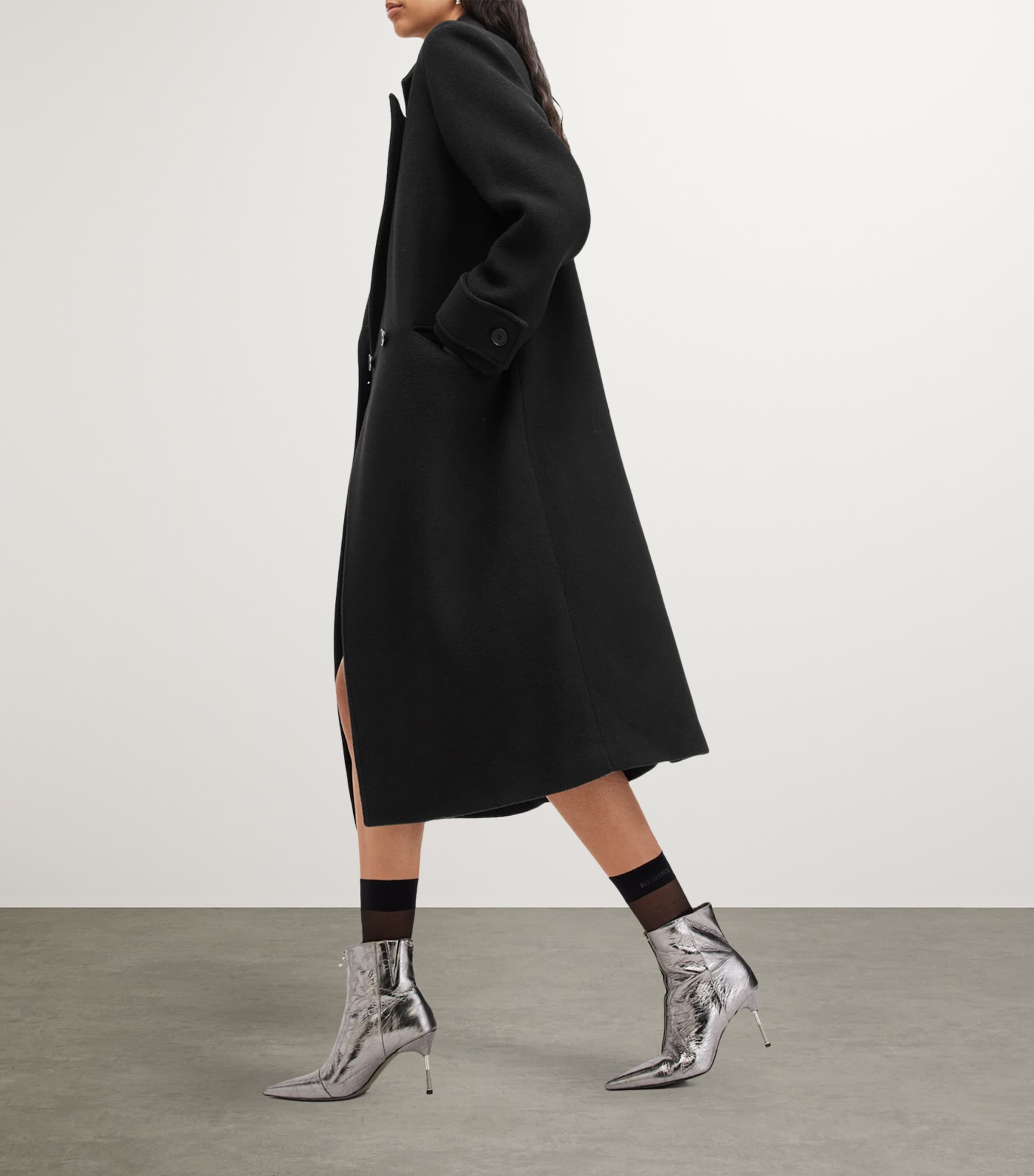 Double-Breasted Mabel Coat BLACK Image 3