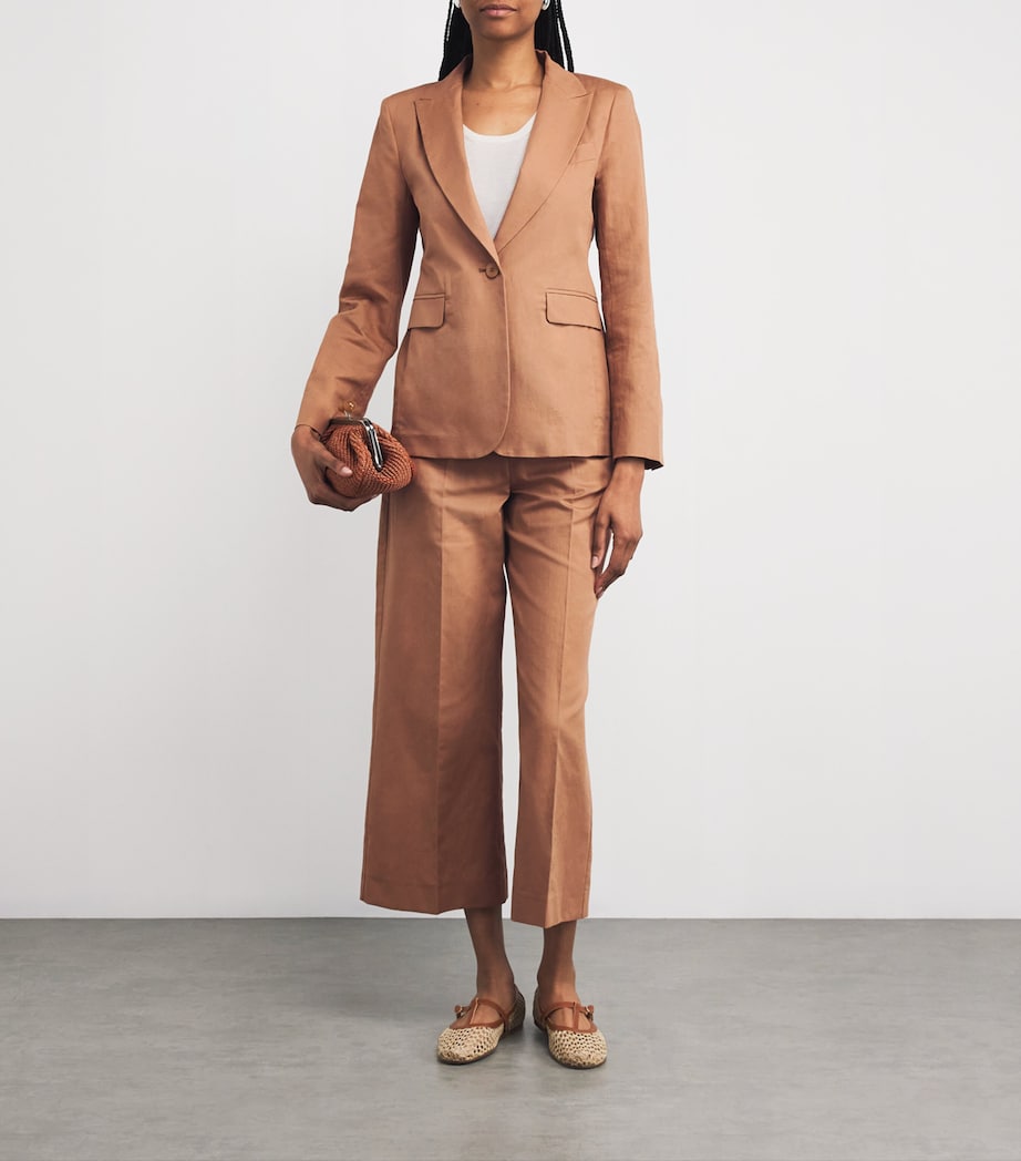 Weekend Max Mara Womens Cotton-Linen Blazer Desert Image 2