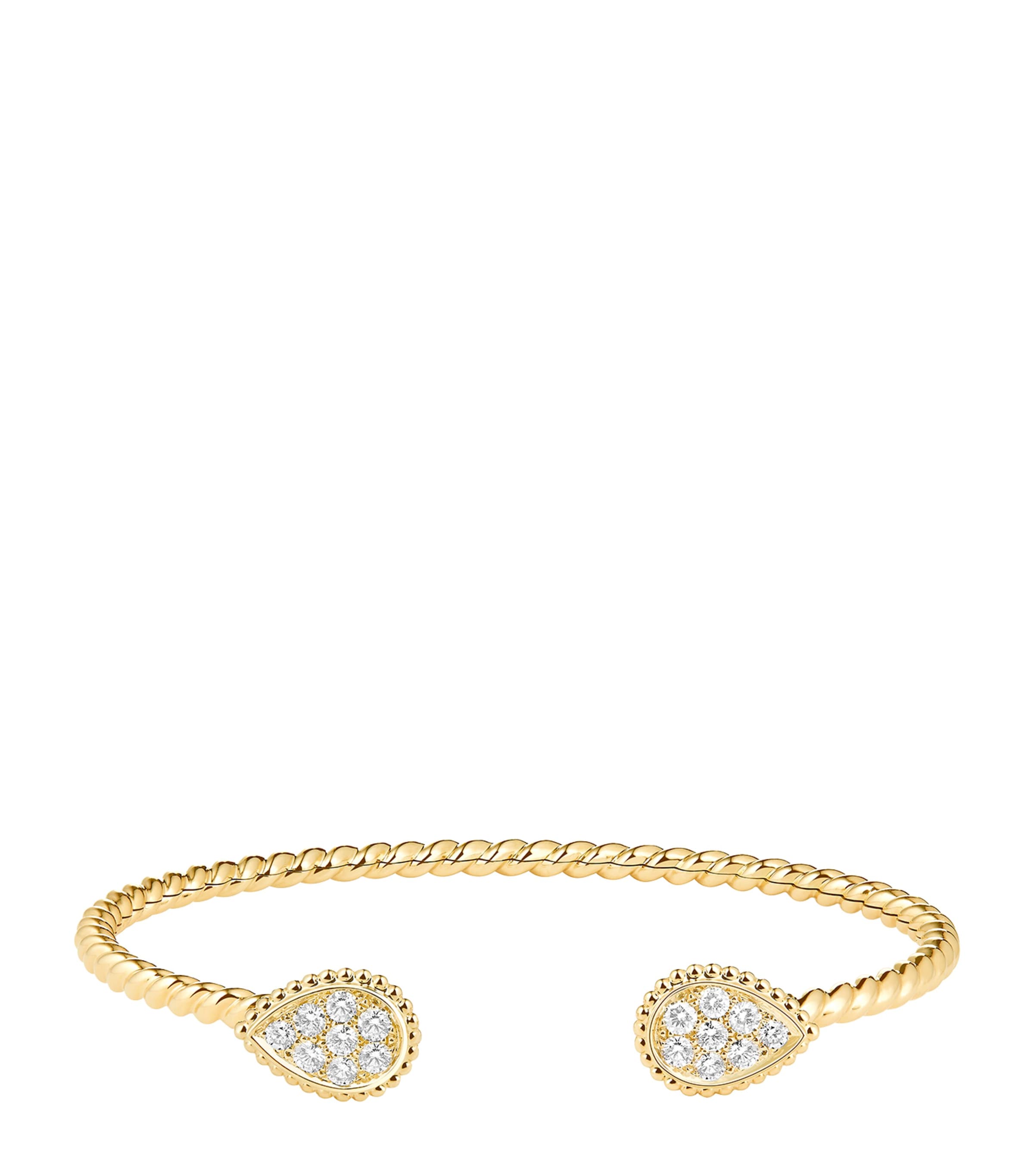 Boucheron Small Yellow Gold And Diamond Serpent Bohème Motif Bracelet In Yellow