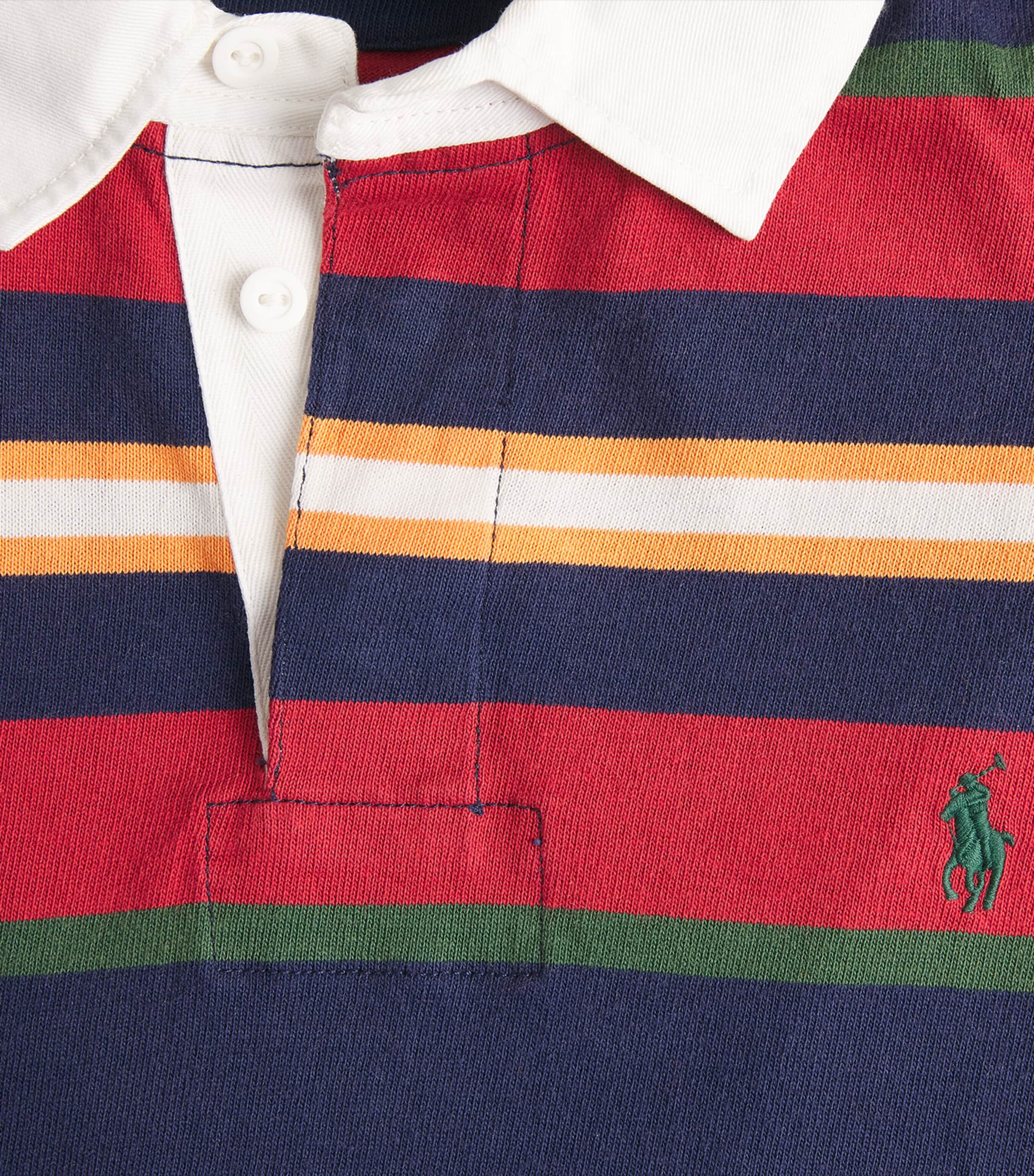 Polo Ralph Lauren Mens Cotton Stripe Rugby Shirt Newport Navy Multi Image 6