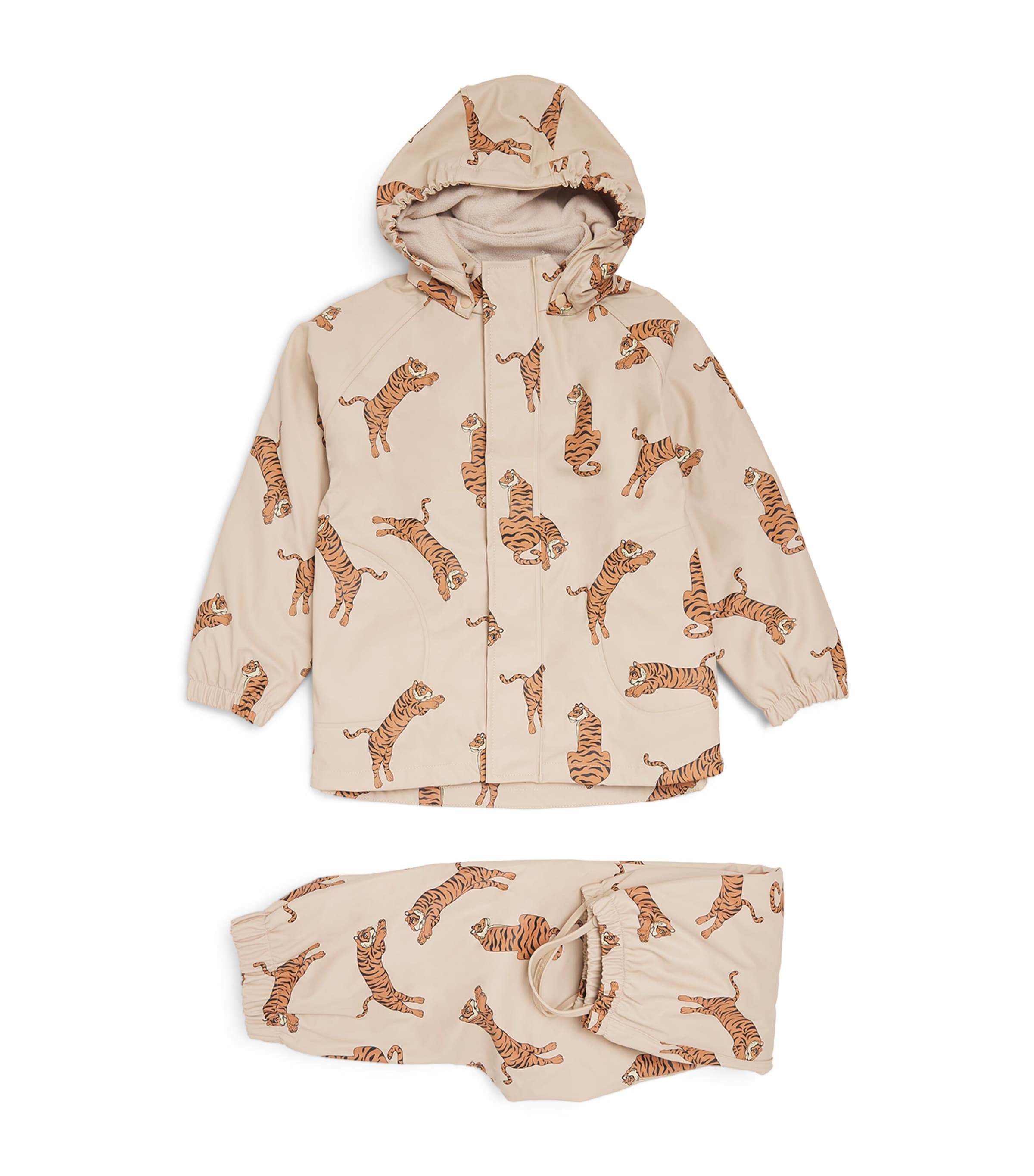 Konges Slojd Kids' Rainy Palme Jacket And Trousers Set In Beige