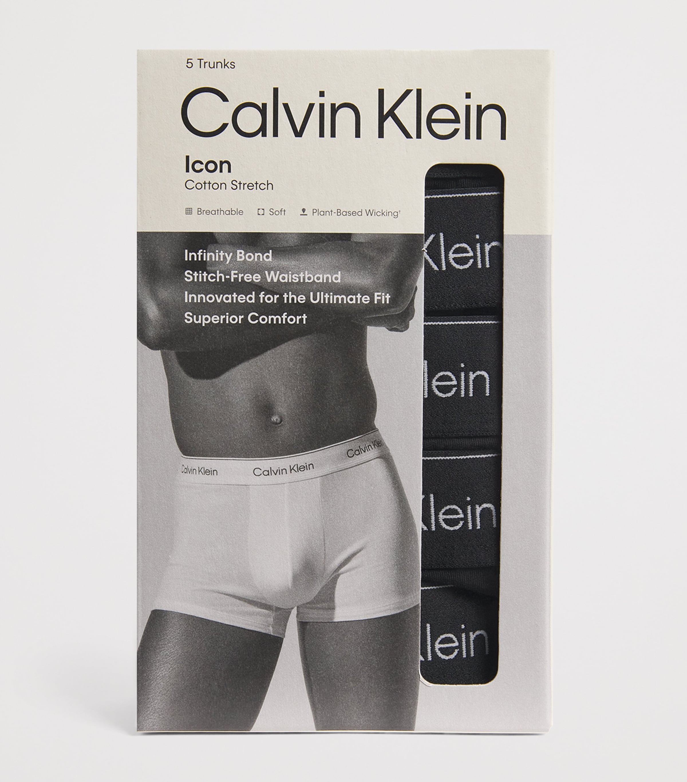 Calvin Klein Mens Cotton Stretch Icon Trunks (Pack of 5) Black Black Image 4
