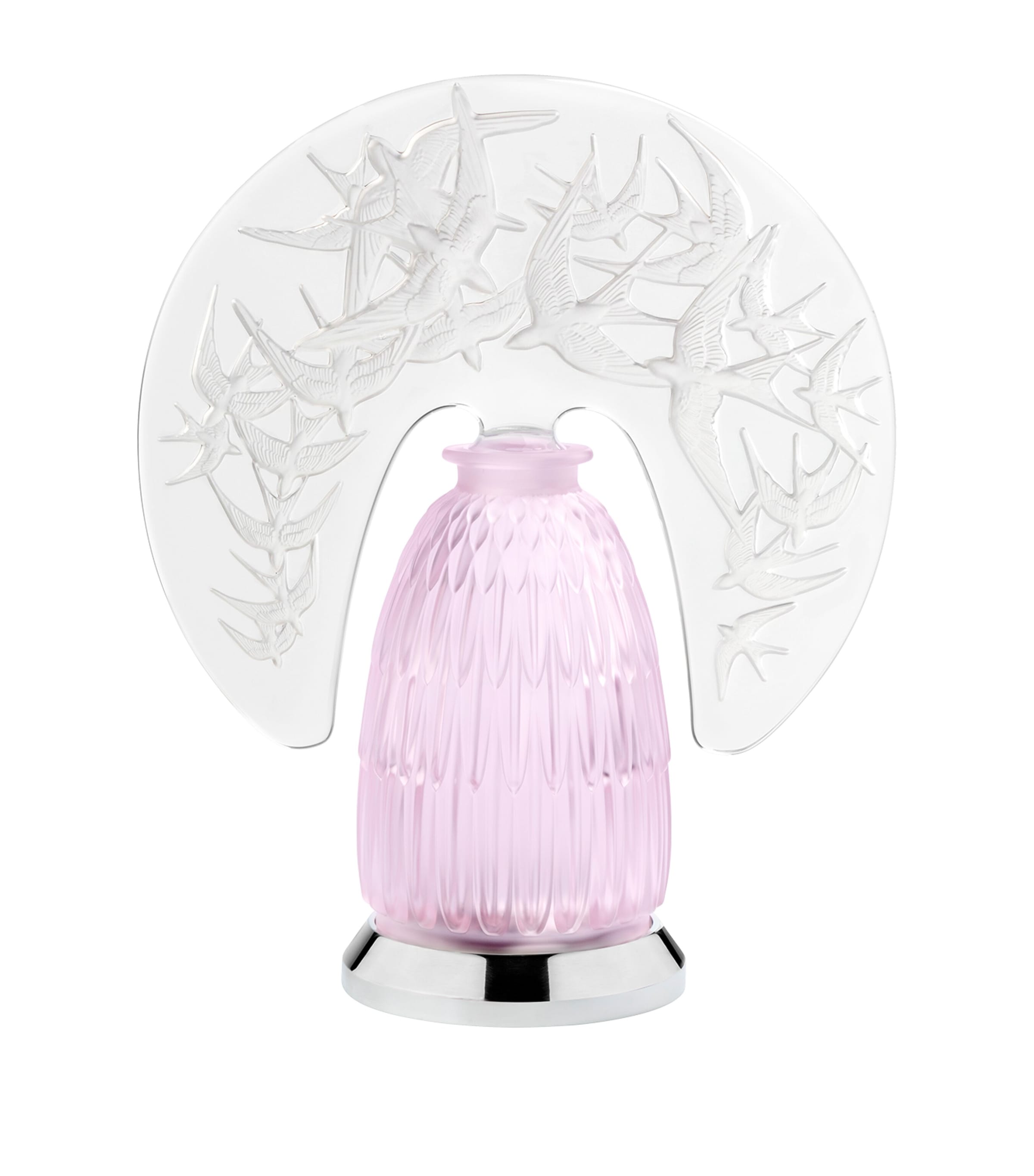 Shop Lalique Rose Nebula Hirondelles Lamp In Pink