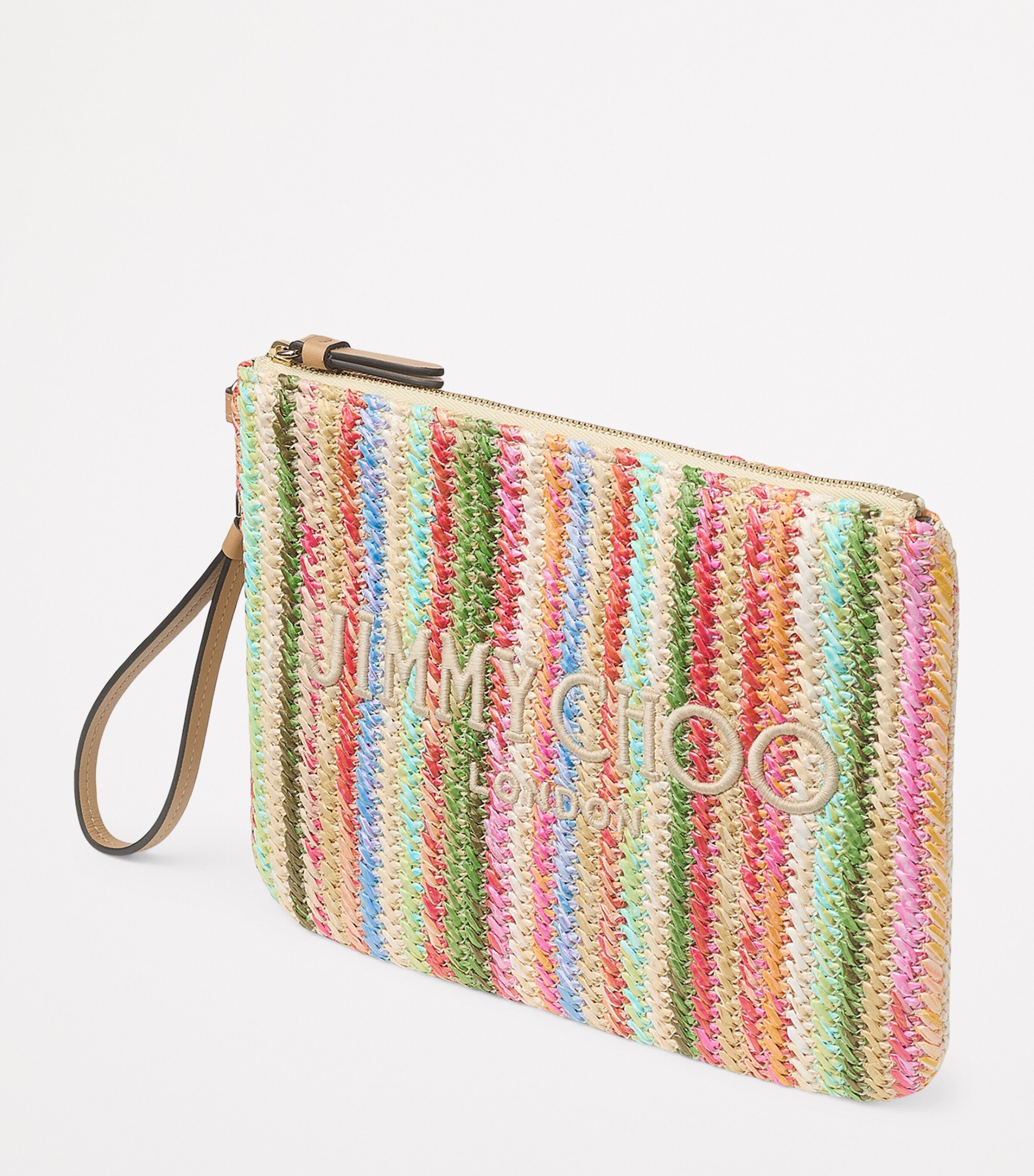 Raffia Striped Zip-Up Pouch MULTI/ECRU/LIGHT GOL Image 2