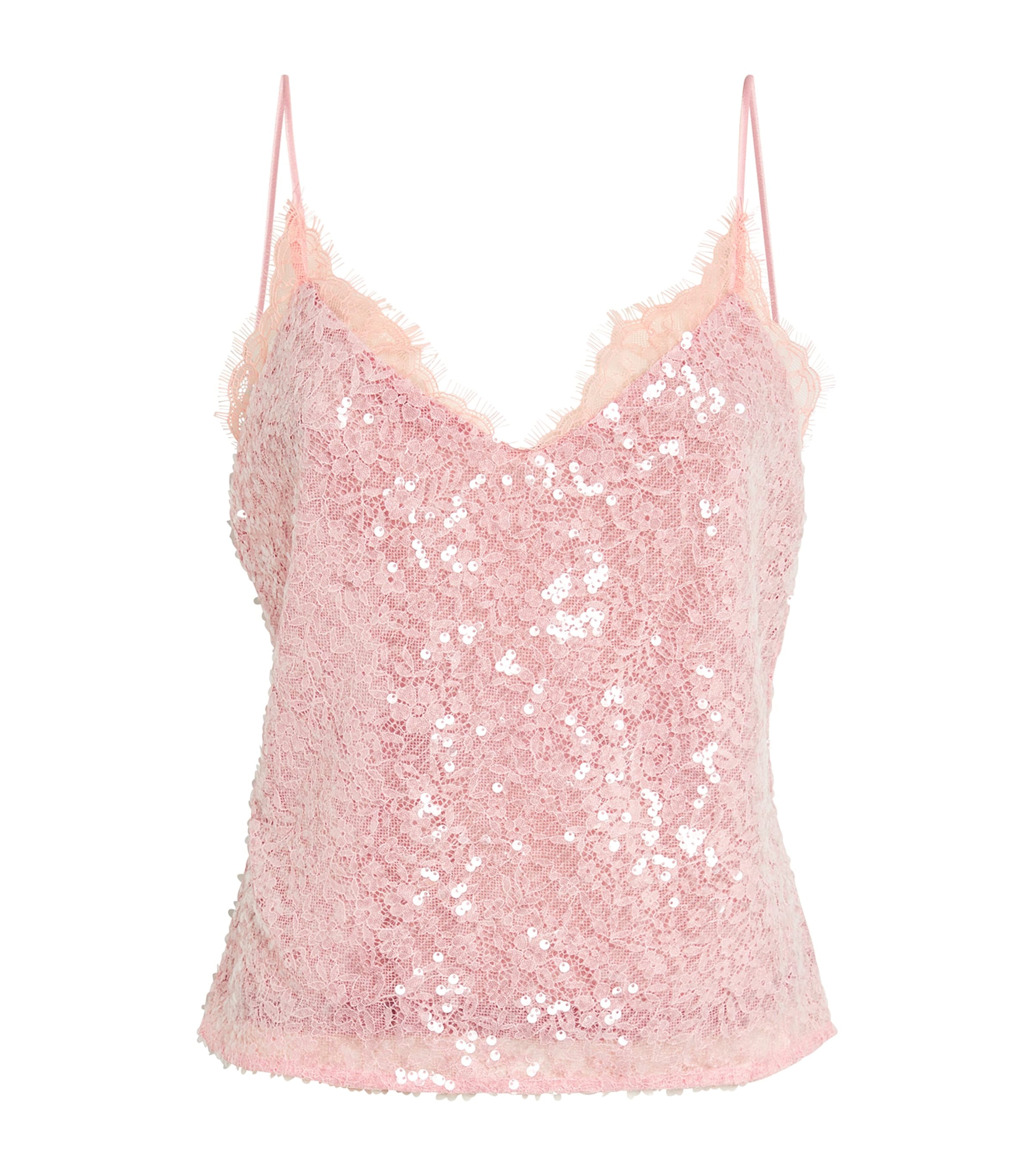 Shop Staud Sequin-lace Kezia Cami Top In Pink