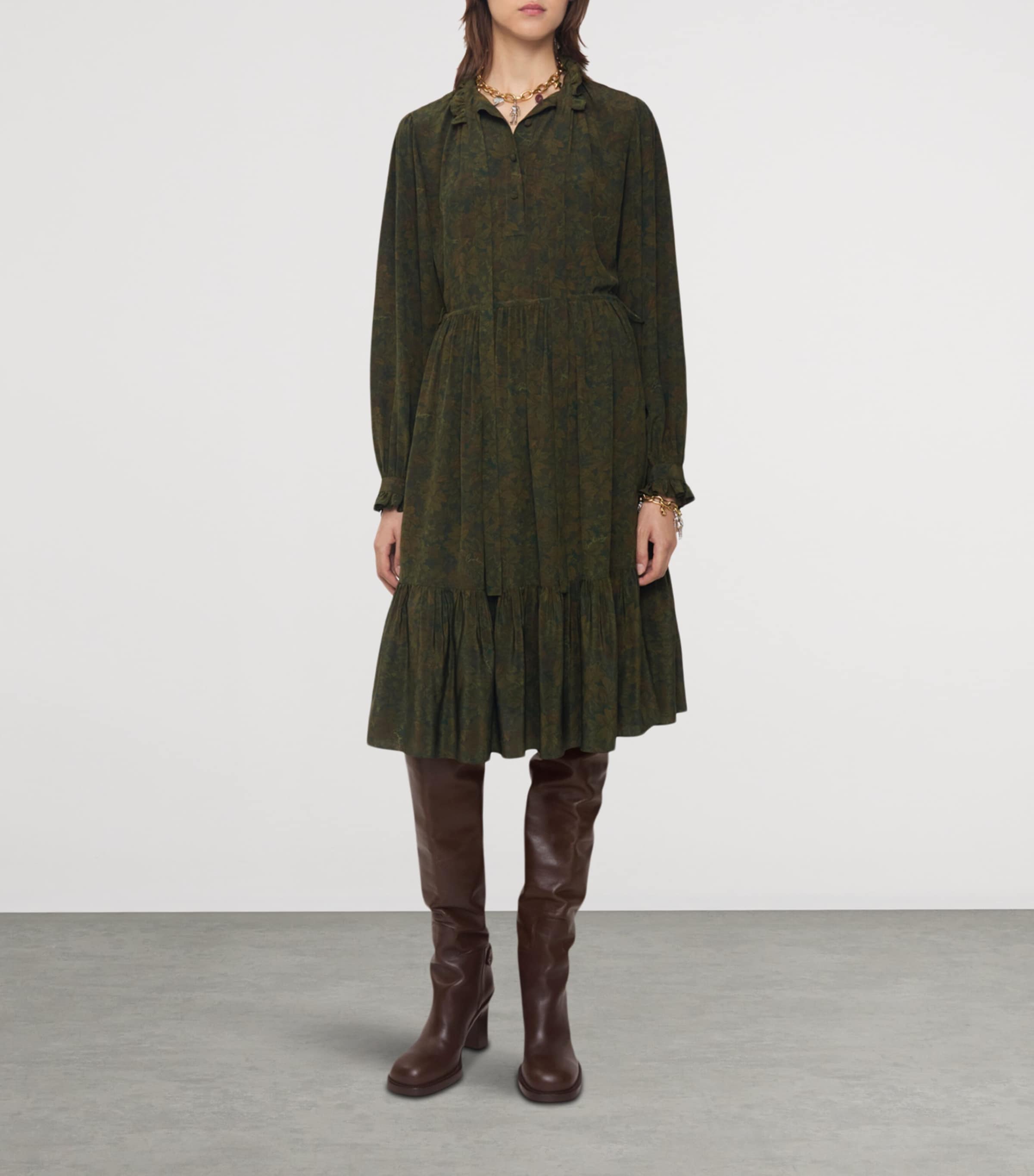 Silk Crepe Foliage Midi Dress MOAT IP PATTERN Image 2