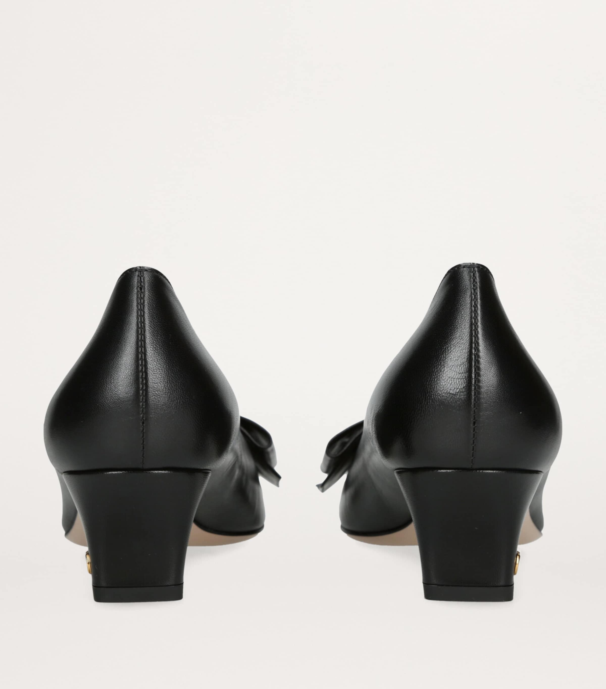 Leather Bow-Detail Pumps 45 BLACK Image 2