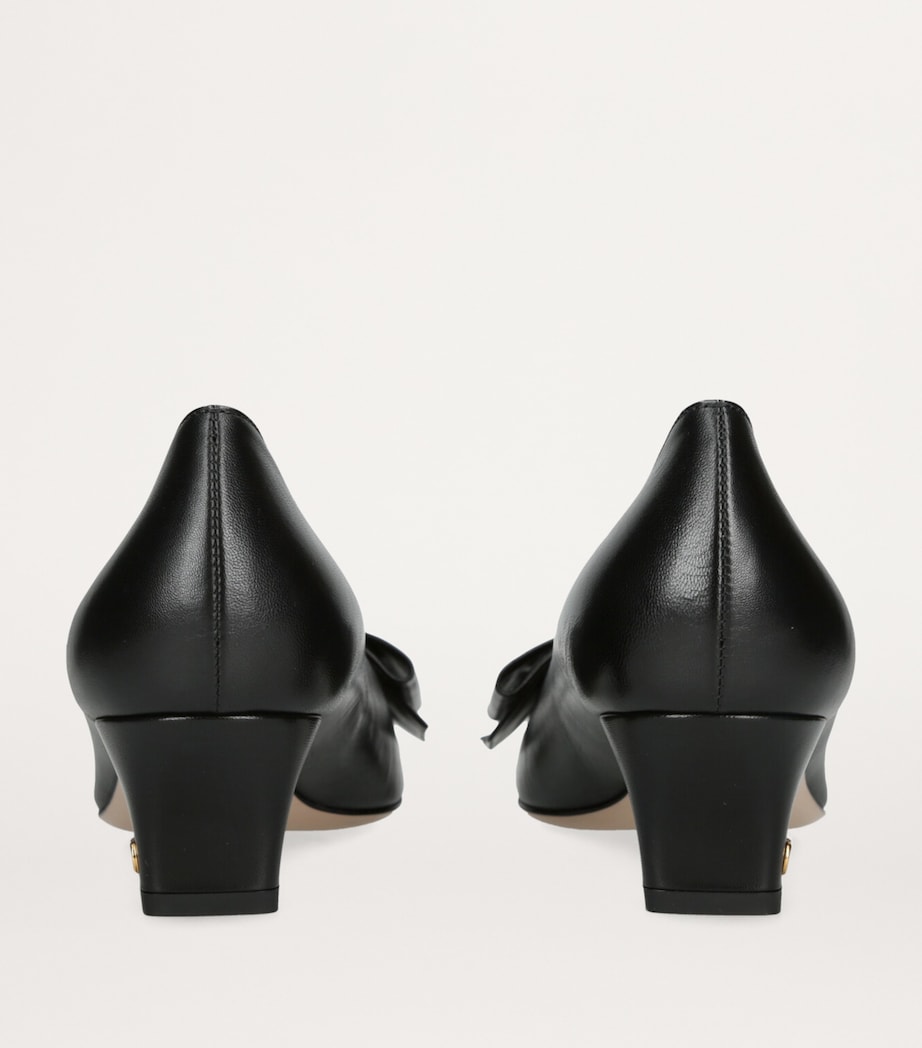 Leather Bow-Detail Pumps 45 BLACK Image 2