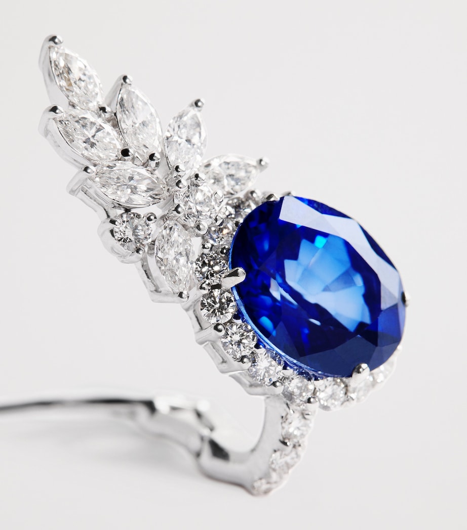 White Gold, Diamond and Sapphire Reign Supreme Stud Earrings WHITE GOLD Image 6