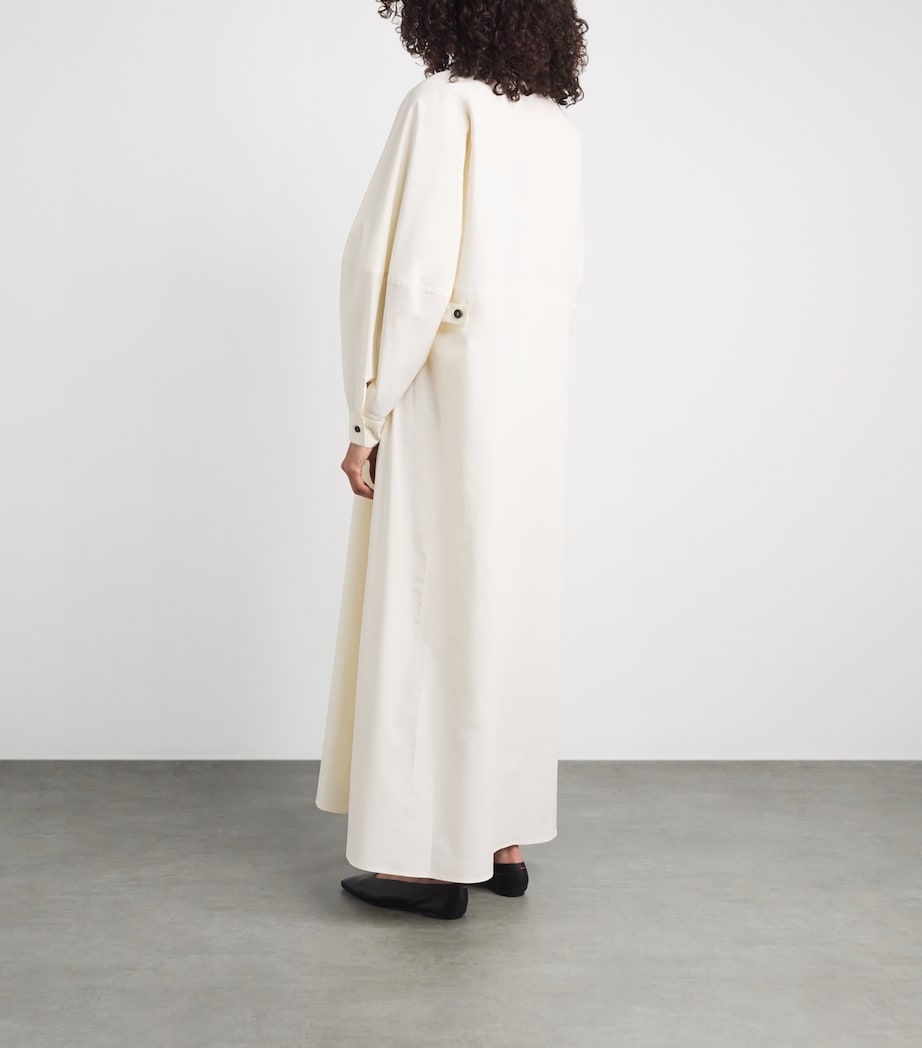 RETORI Womens Cotton Poplin Maxi Shirt Dress White Image 4