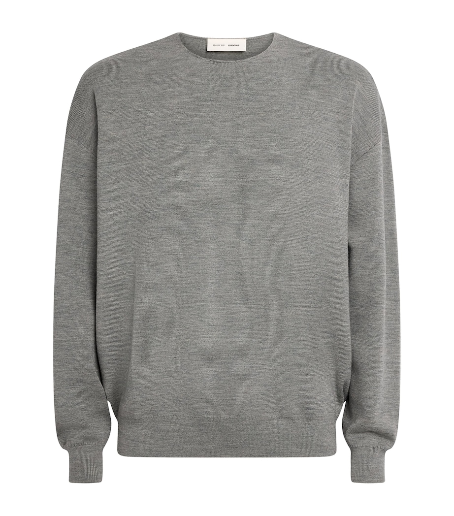 Wool Logo-Tag Sweater CONCRETE HEATHER Image 1